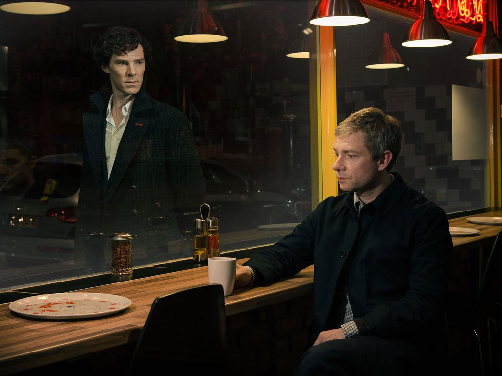 Benedict Cumberbatch and Martin Freeman in the first episode of the new seres of Sherlock