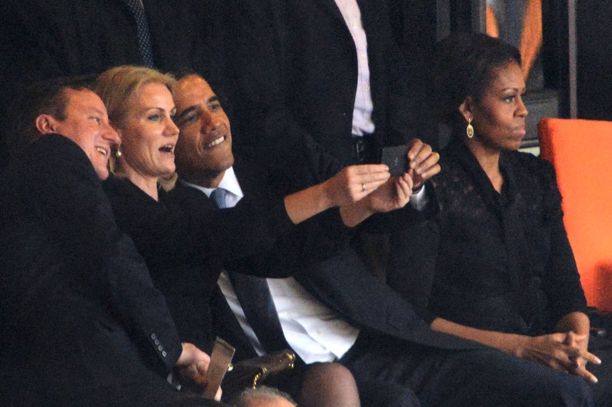 The famous selfie taken at Nelson Mandela's funeral