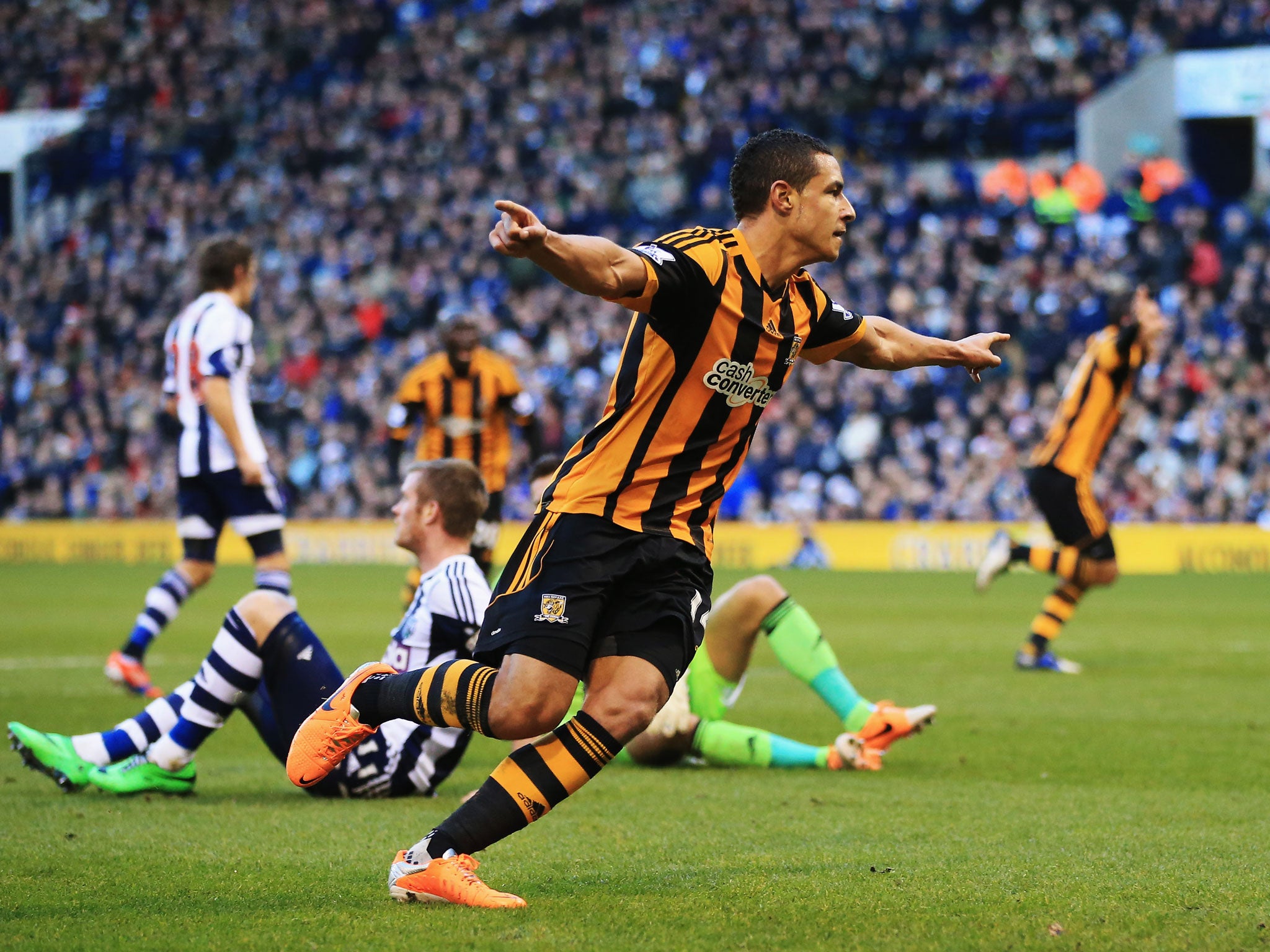 Jake Livermore of Hull City celebrates scoring