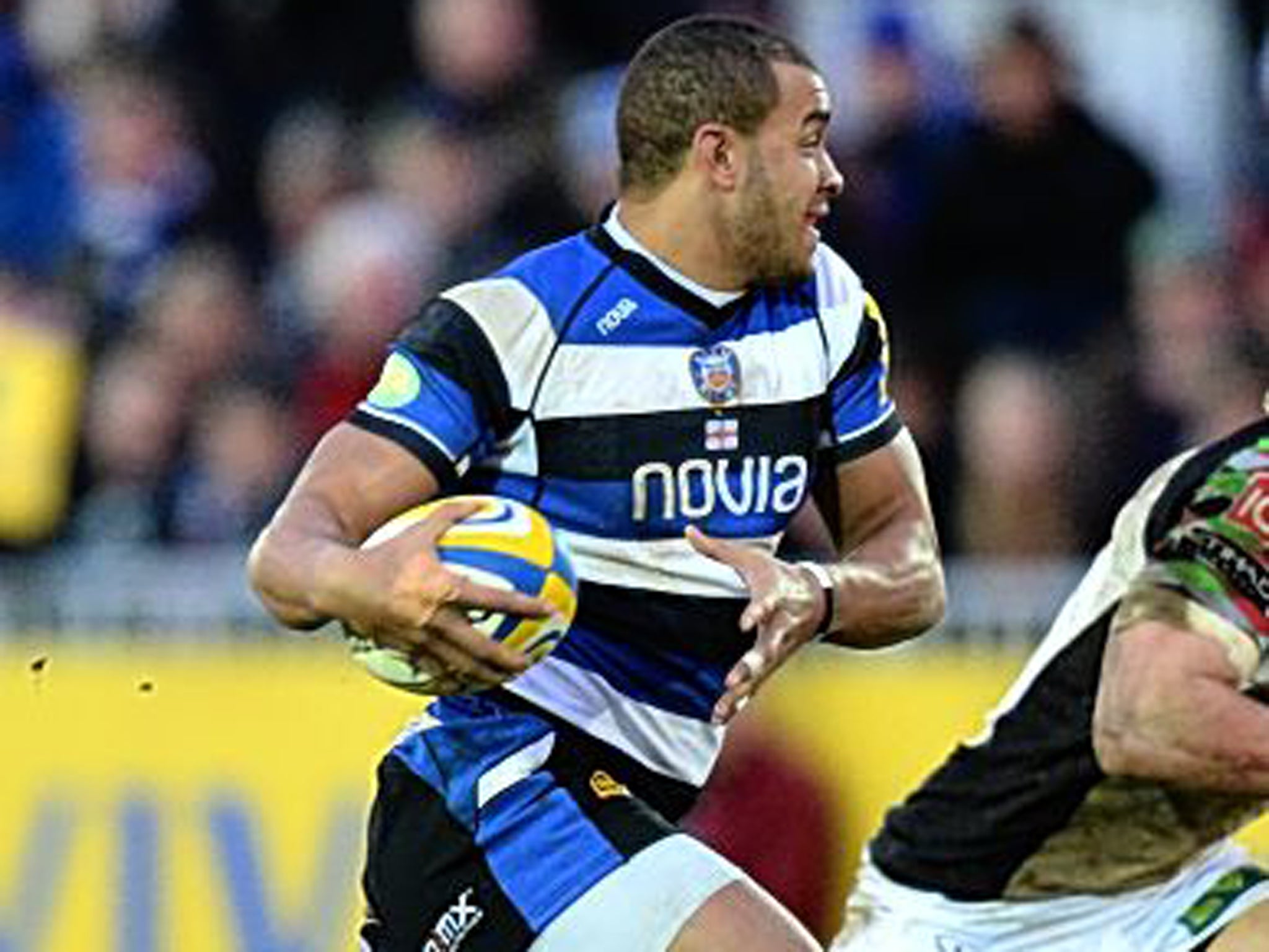 Magic moment: Jonathan Joseph speeds over for the Bath’s decisive try