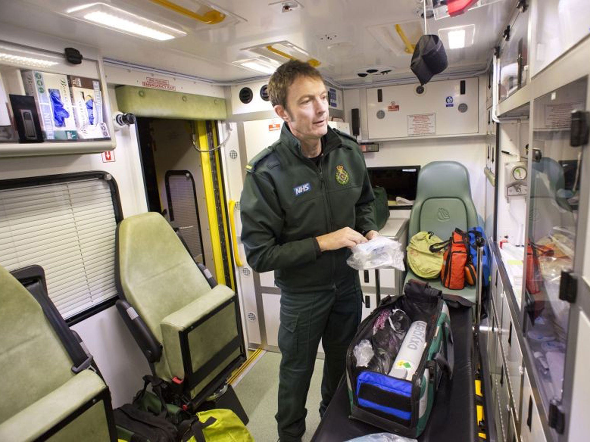 Martin checks the onboard equipment before his shift