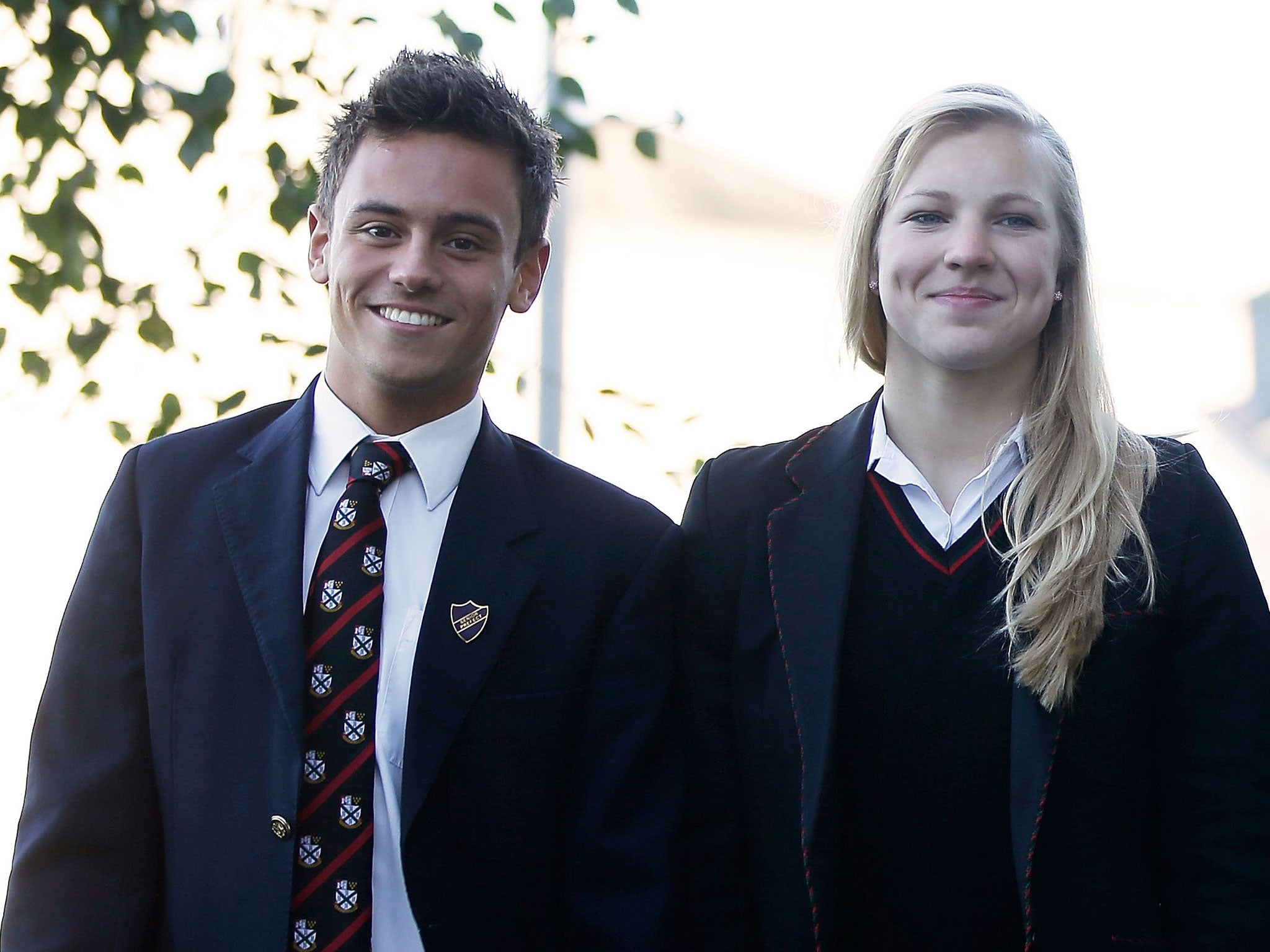 Ruta Meilutyte with fellow Olympic medallist Tom Daley at Plymouth College (Getty)