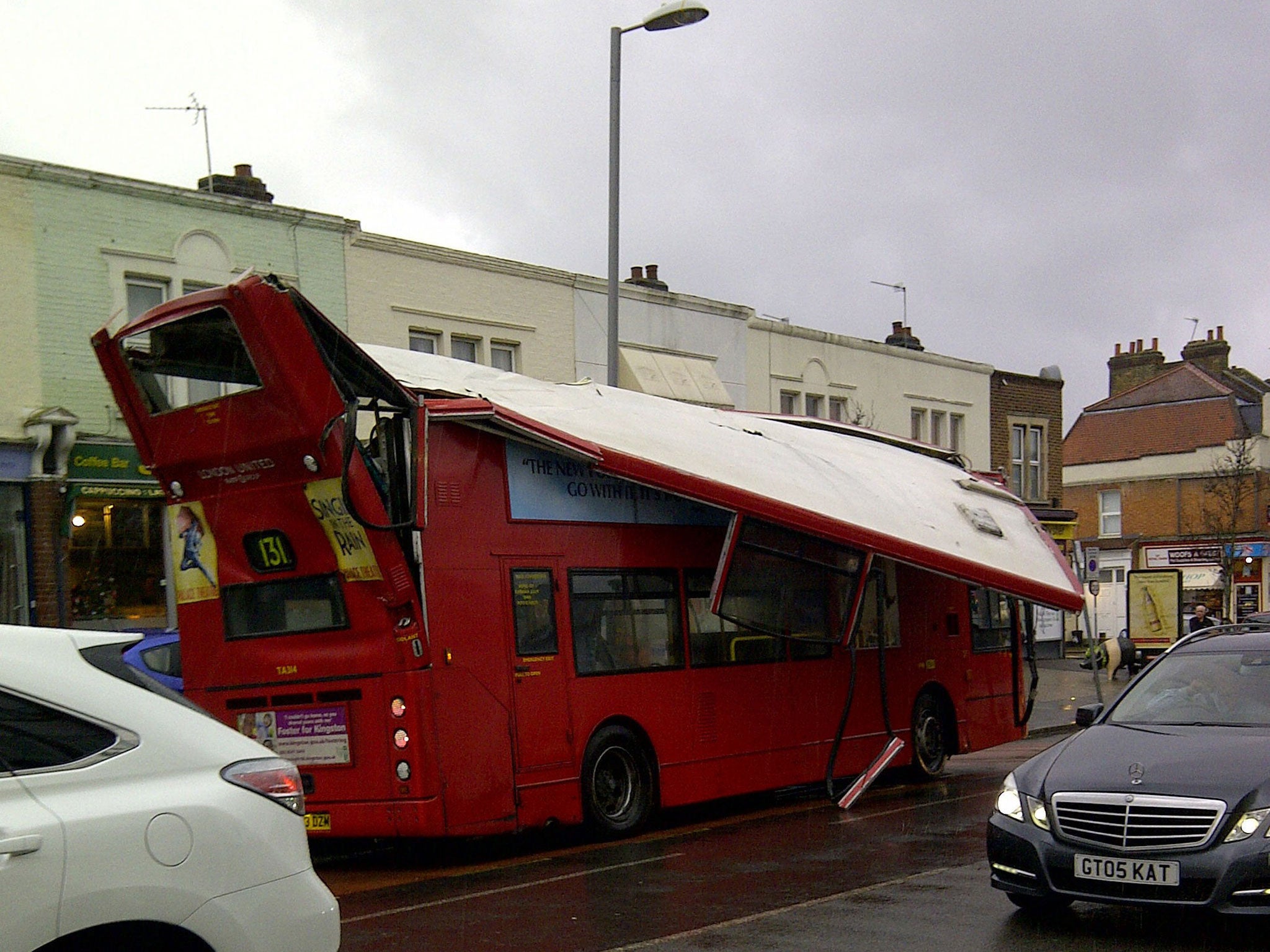 A London bus crashed into a bridge near Norbiton station