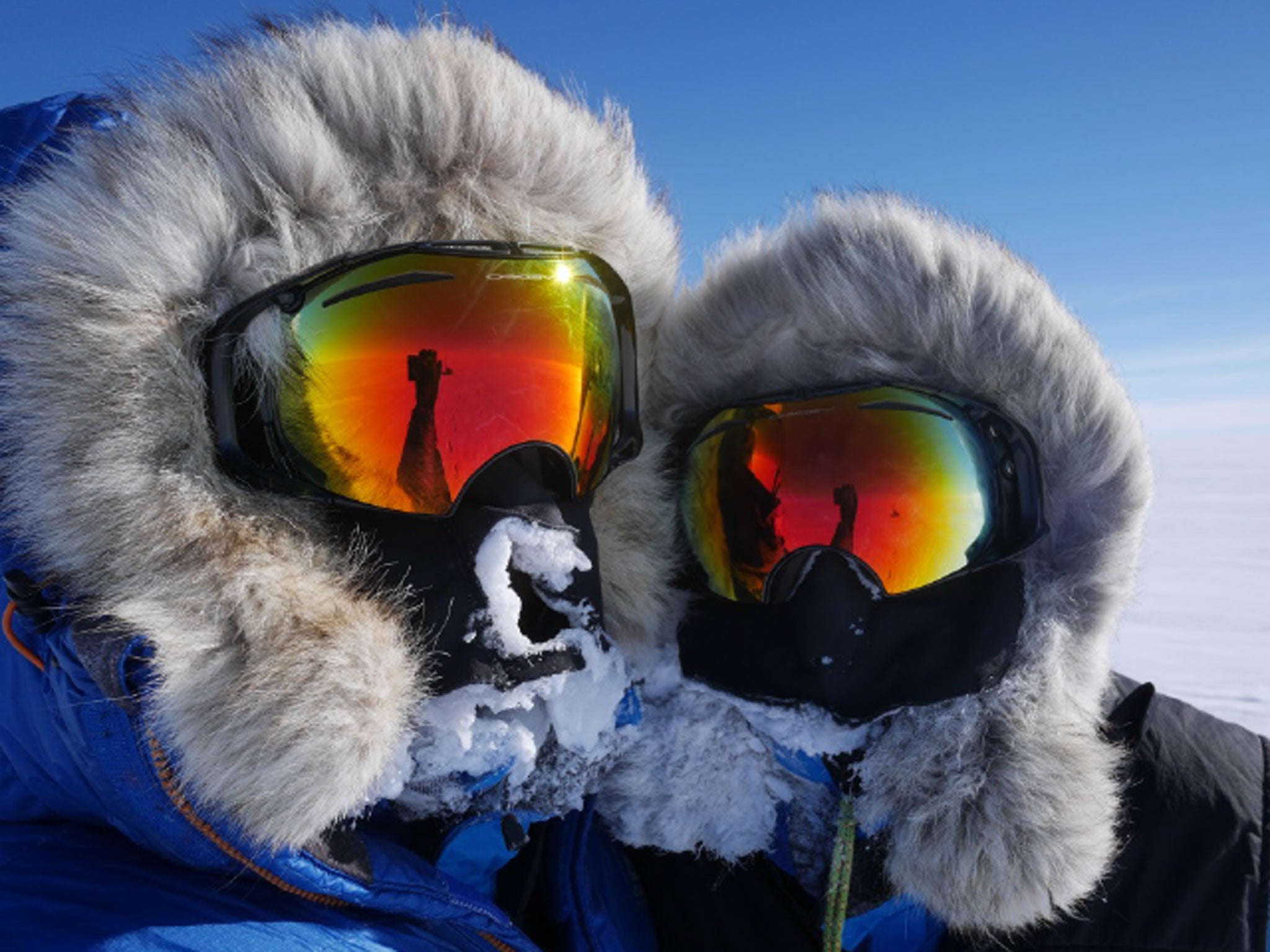 Ben Saunders and Tarka L' Herpiniere on day 50 of the Scott Expedition in Antartica