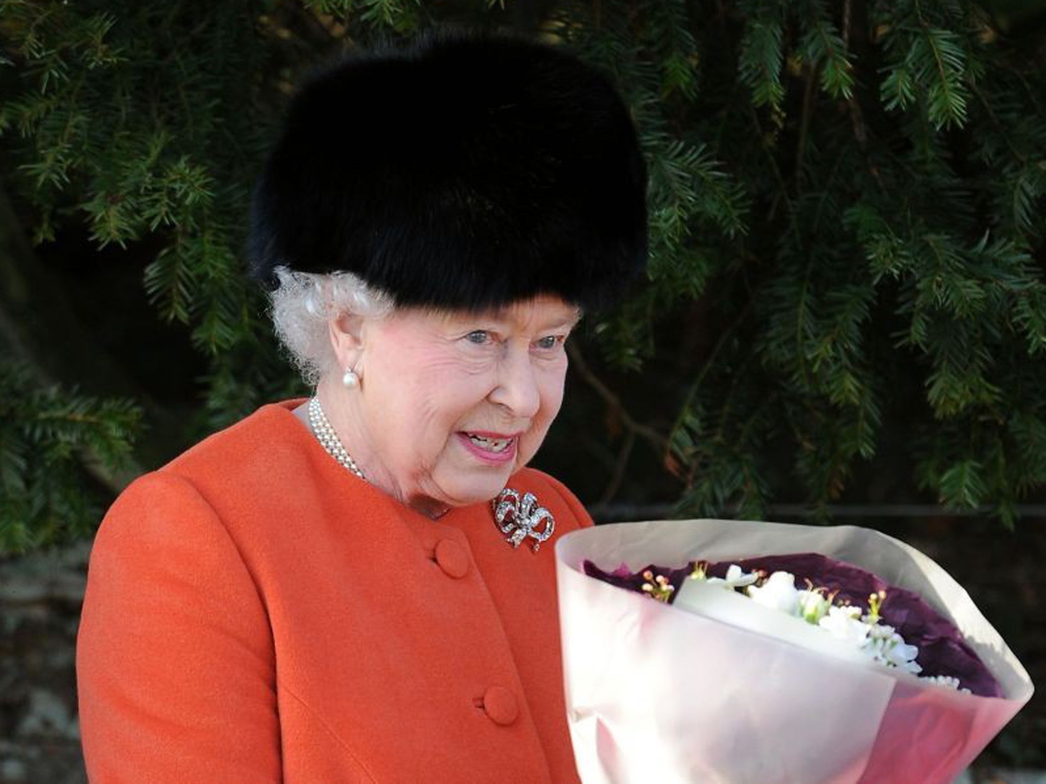 Queen Elizabeth II after the traditional Christmas Day church service at St Mary Magdalene Church on the royal estate in Sandringham