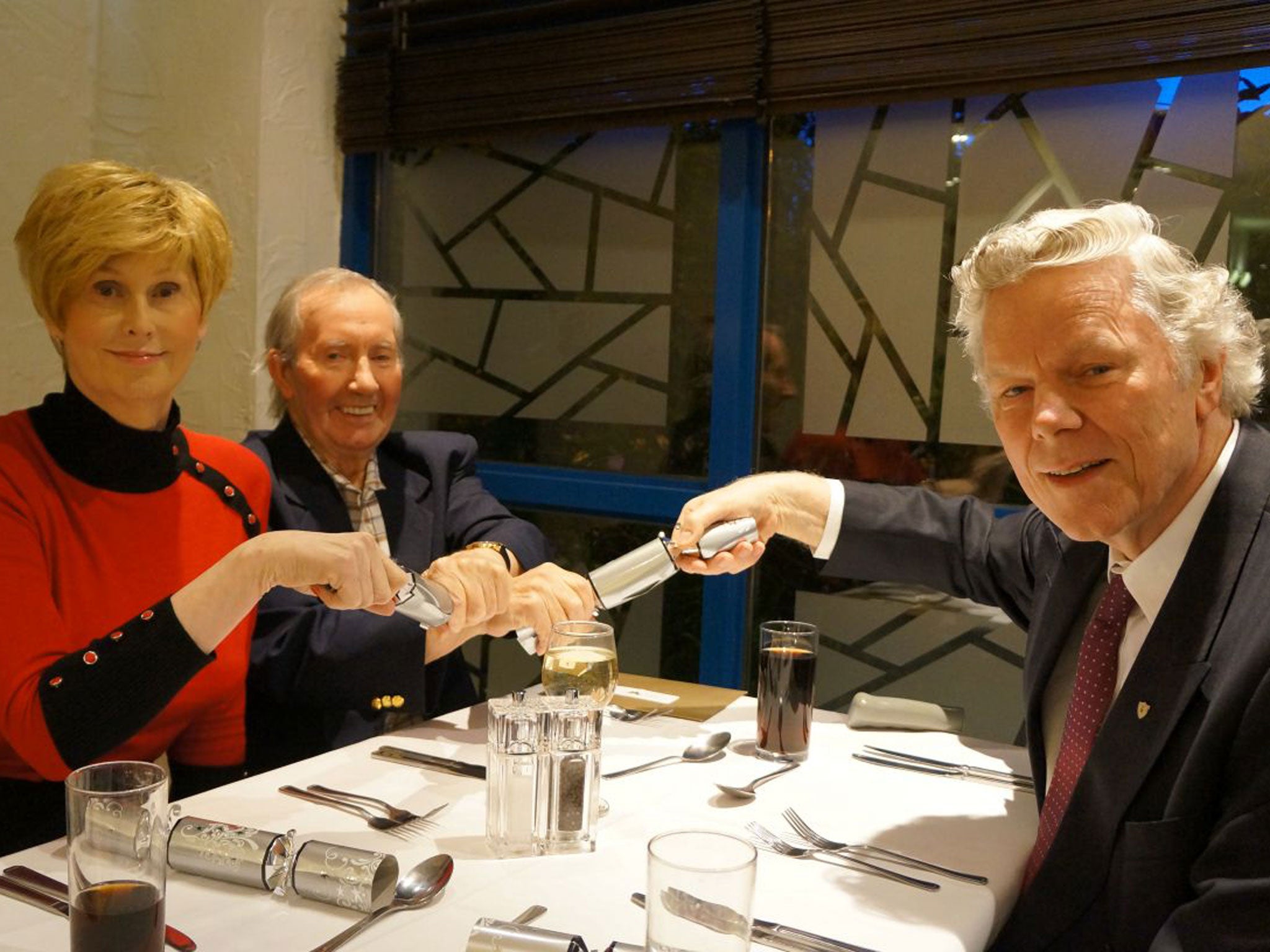 James Gray enjoys lunch at The Holiday Inn in Sutton with Marian and John Cunningham