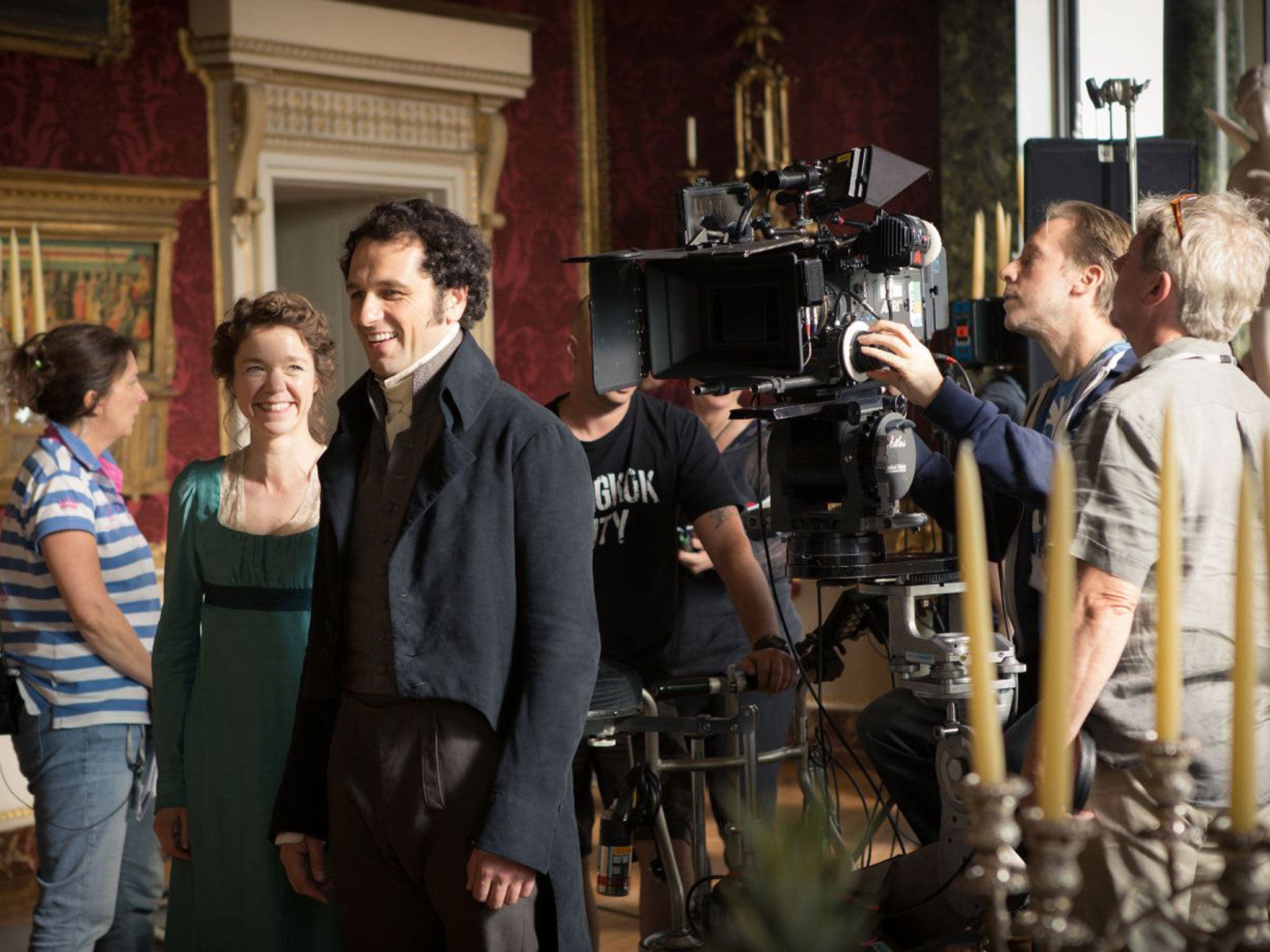 Matthew Rhys and Anna Maxwell Martin on the set of ‘Death Comes to Pemberley'