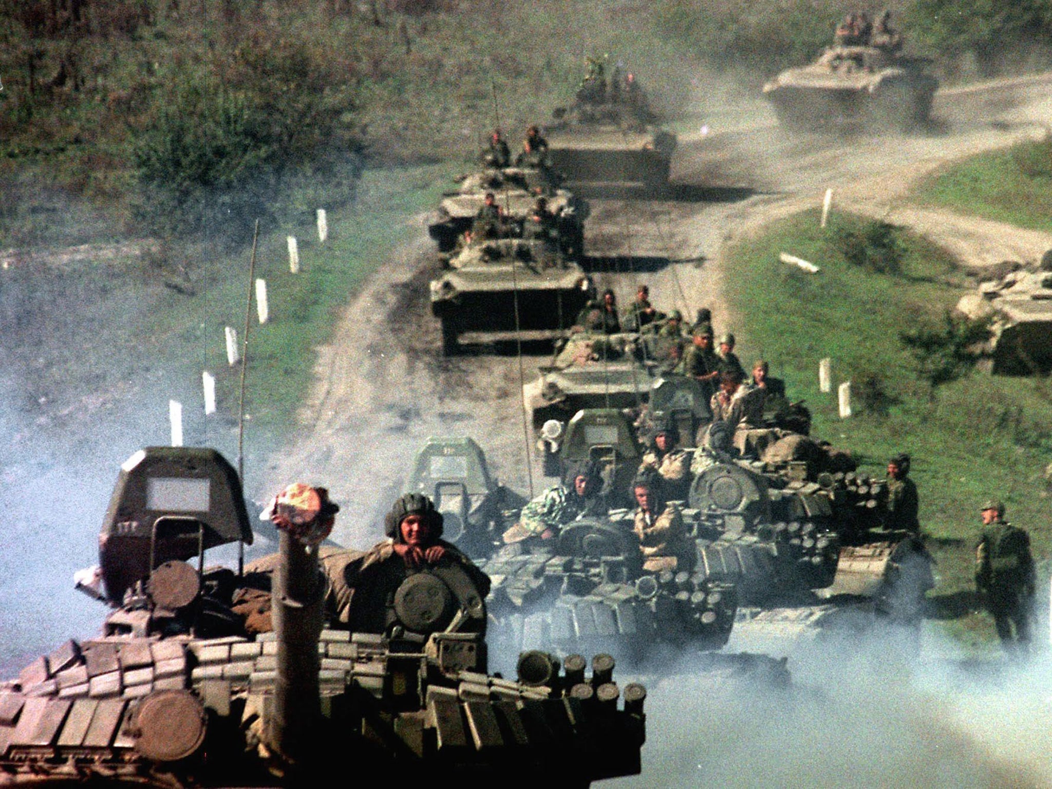 History repeating: Russian troops reinvade Chechnya in 1999 (AFP/Getty)