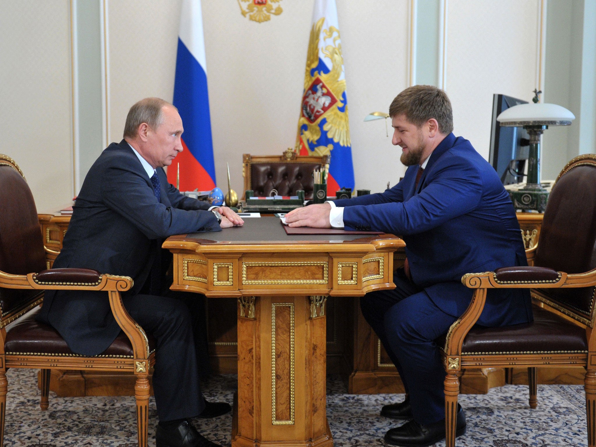 Power play: President Vladimir Putin and Chechen leader Ramzan Kadyrov earlier this year (AFP/Getty)