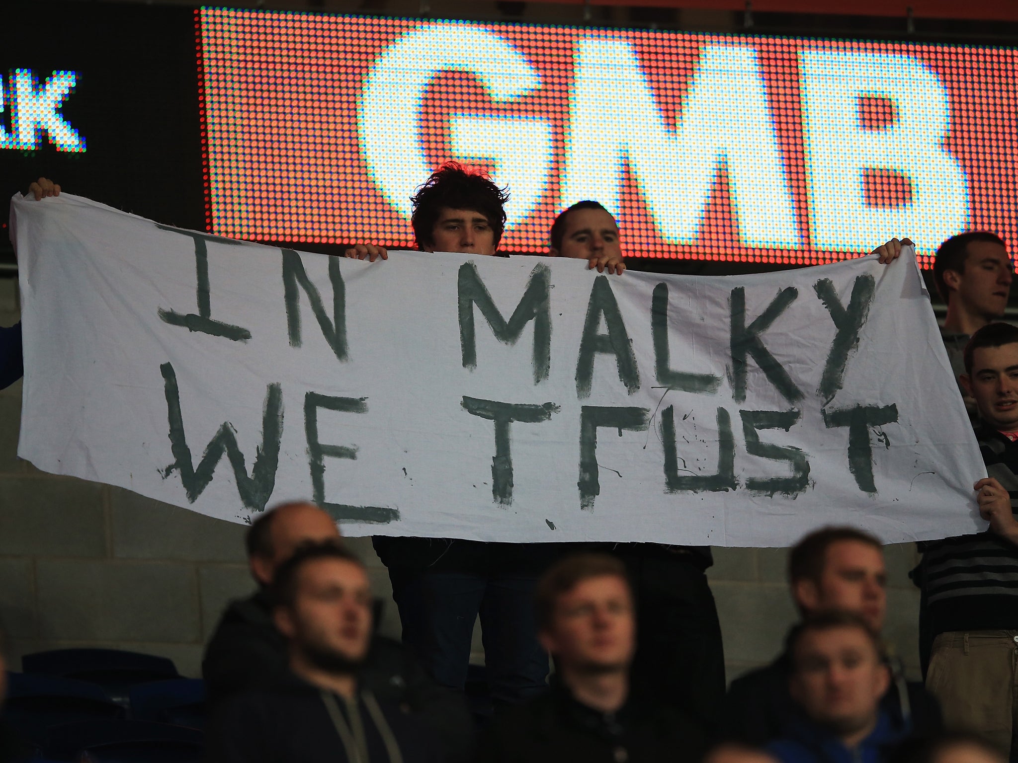 Cardiff City fans show their support for manager Malky Mackay during the Boxing Day defeat to Southampton