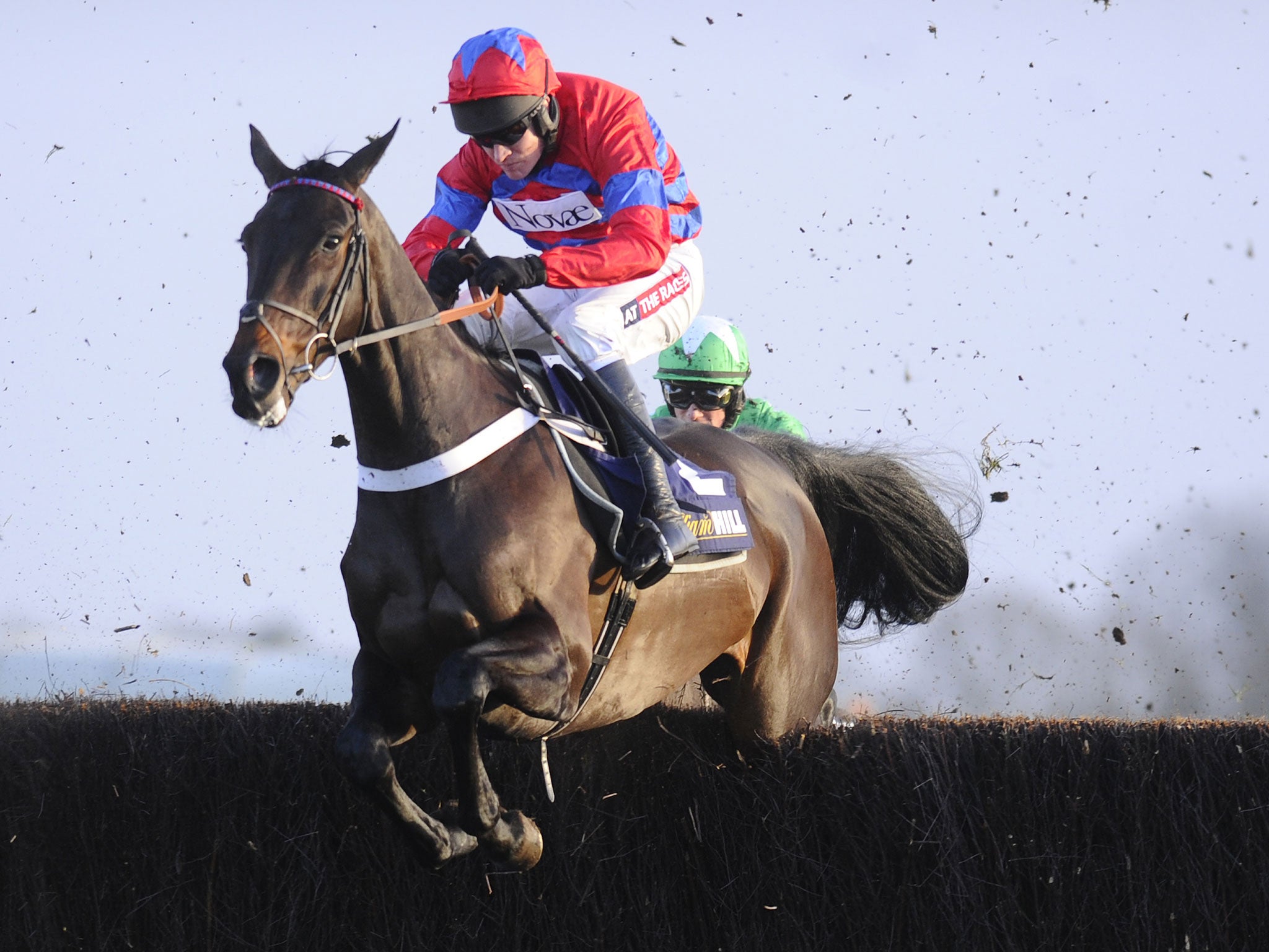 Barry Geraghty riding Sprinter Sacre before pulling up in the Desert Orchid Steeple Chase