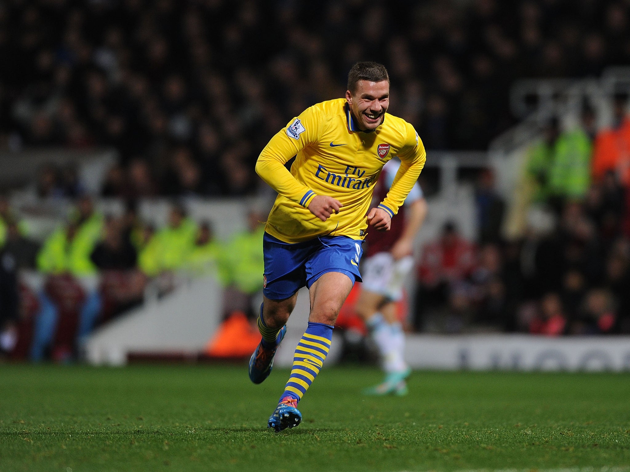 Arsenal's Lukas Podolski has admitted it's a good feeling to be back from injury after scoring on his return against West Ham