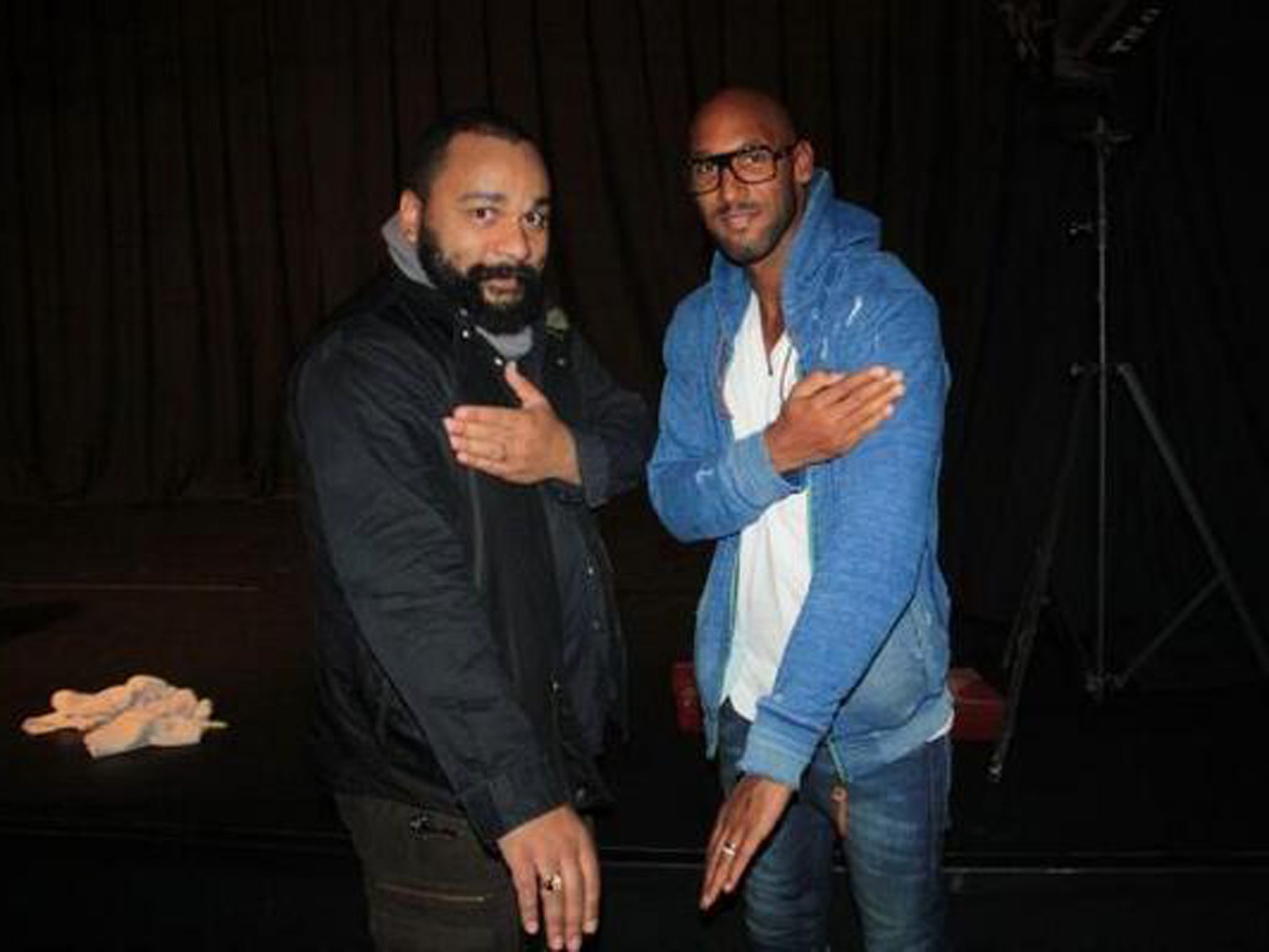 Nicolas Anelka (R) performing the 'quenelle' alongside controversial French comedian Dieudonne M’bala M’bala (L)