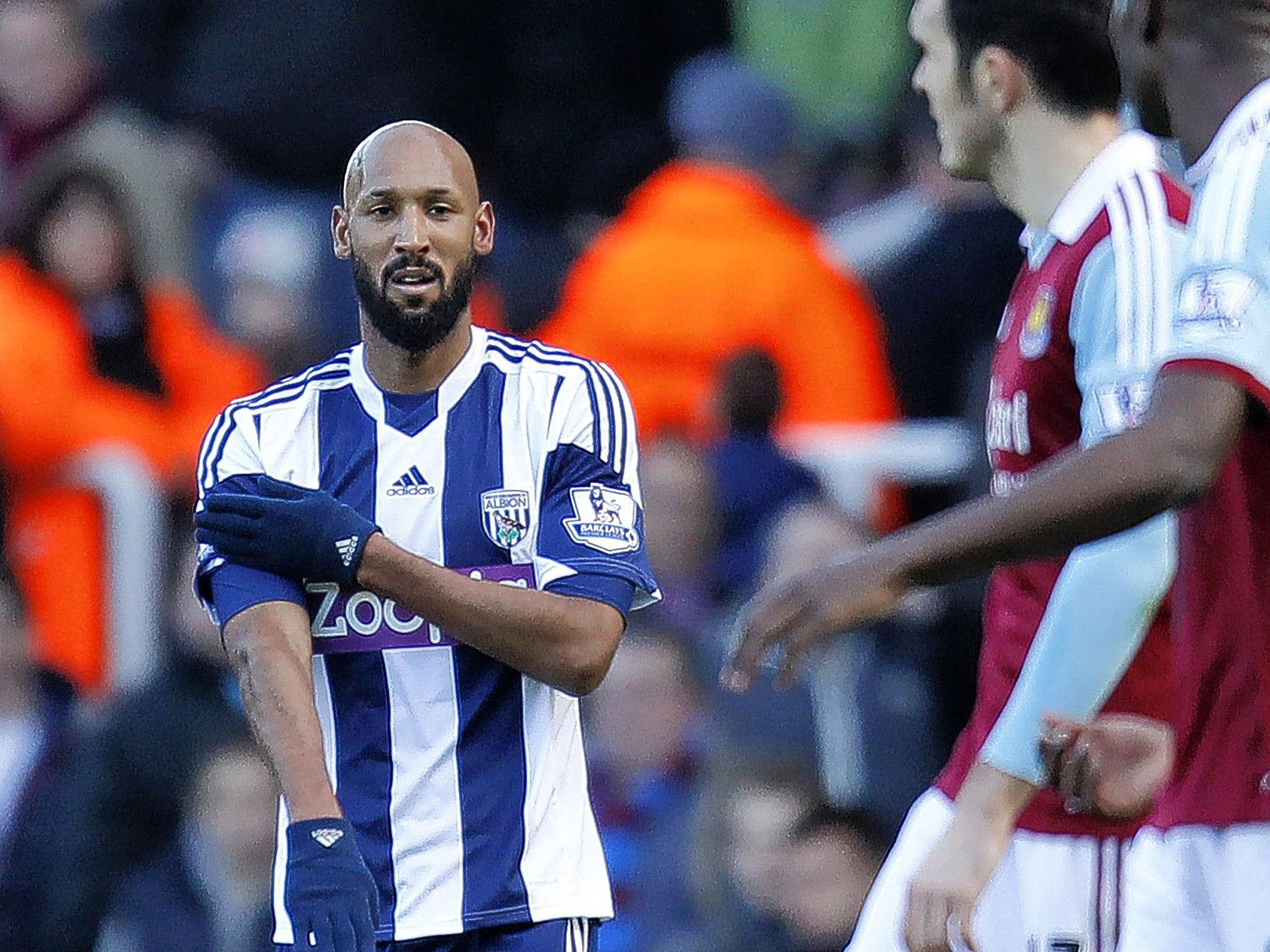 Nicolas Anelka appears to make the 'la quenelle' gesture after scoring the first goal for West Brom in the 3-3 draw against West Ham