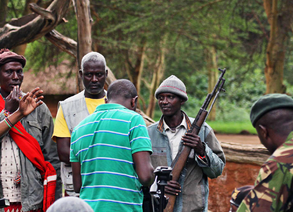 Keleshi Parukusa (in the grey hat) was ostracised for his actions Lewa Elephant Appeal