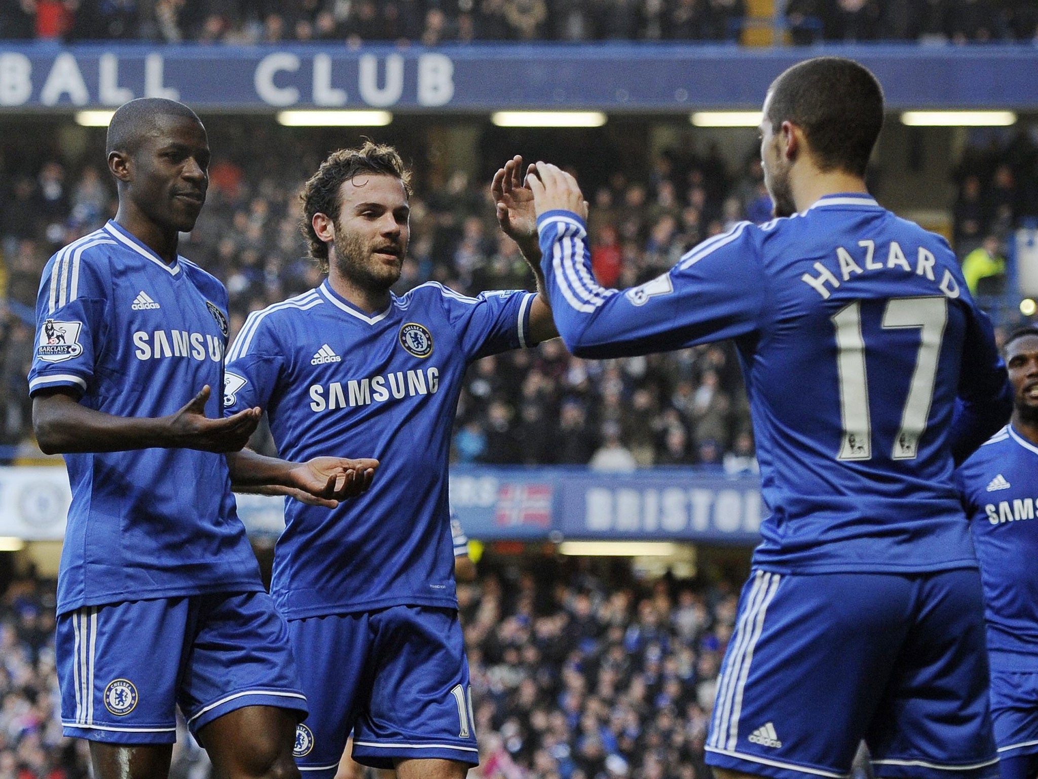 Juan Mata, second left, was Chelsea's player of the year twice in a row before the return of Jose Mourinho