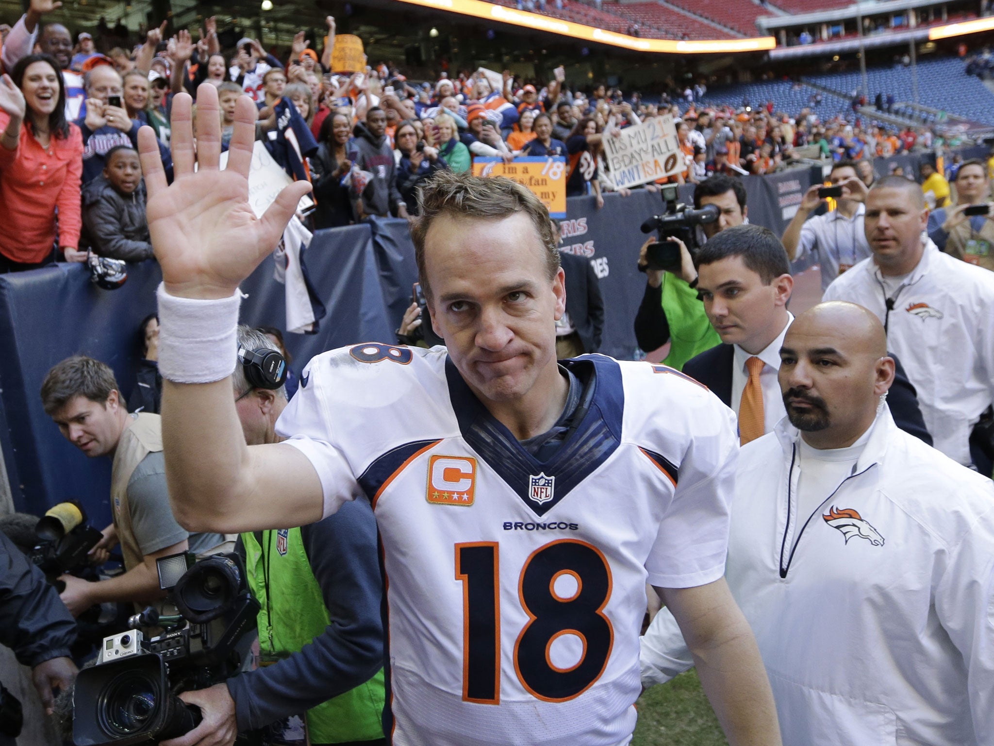 Peyton Manning broke Tom Brady's record for touchdown passes in a season