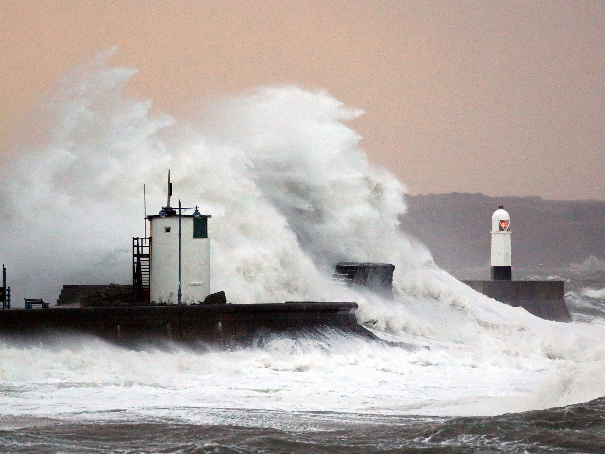 A lighthouse off Porthcawl, south Wales