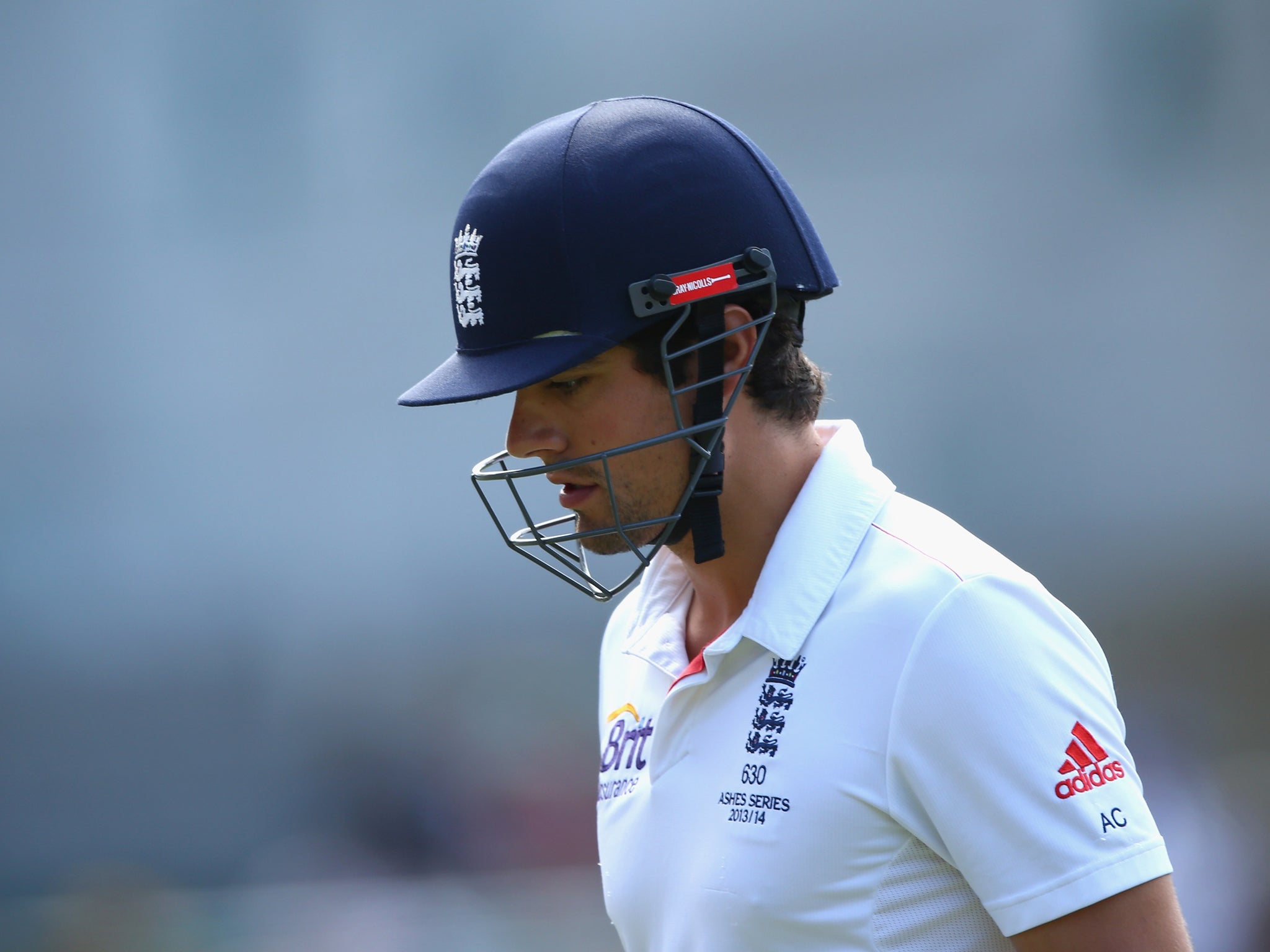 England captain Alastair Cook walks back to the pavilion after being dismissed in the fifth Ashes Test