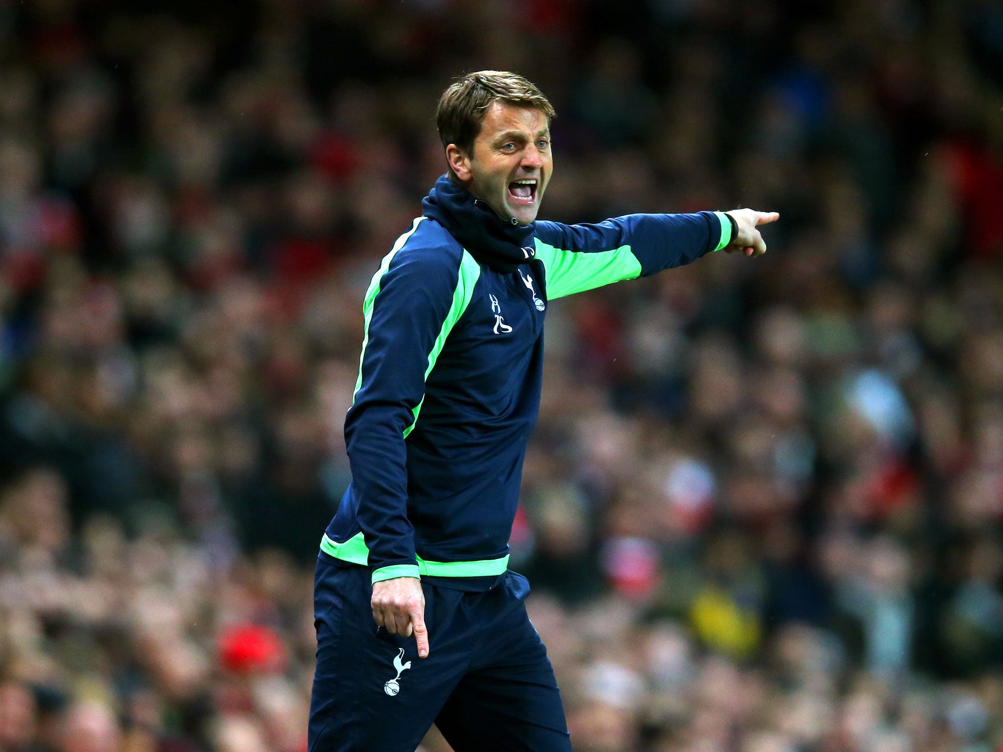 Tottenham manager Tim Sherwood gestures from the sidelines