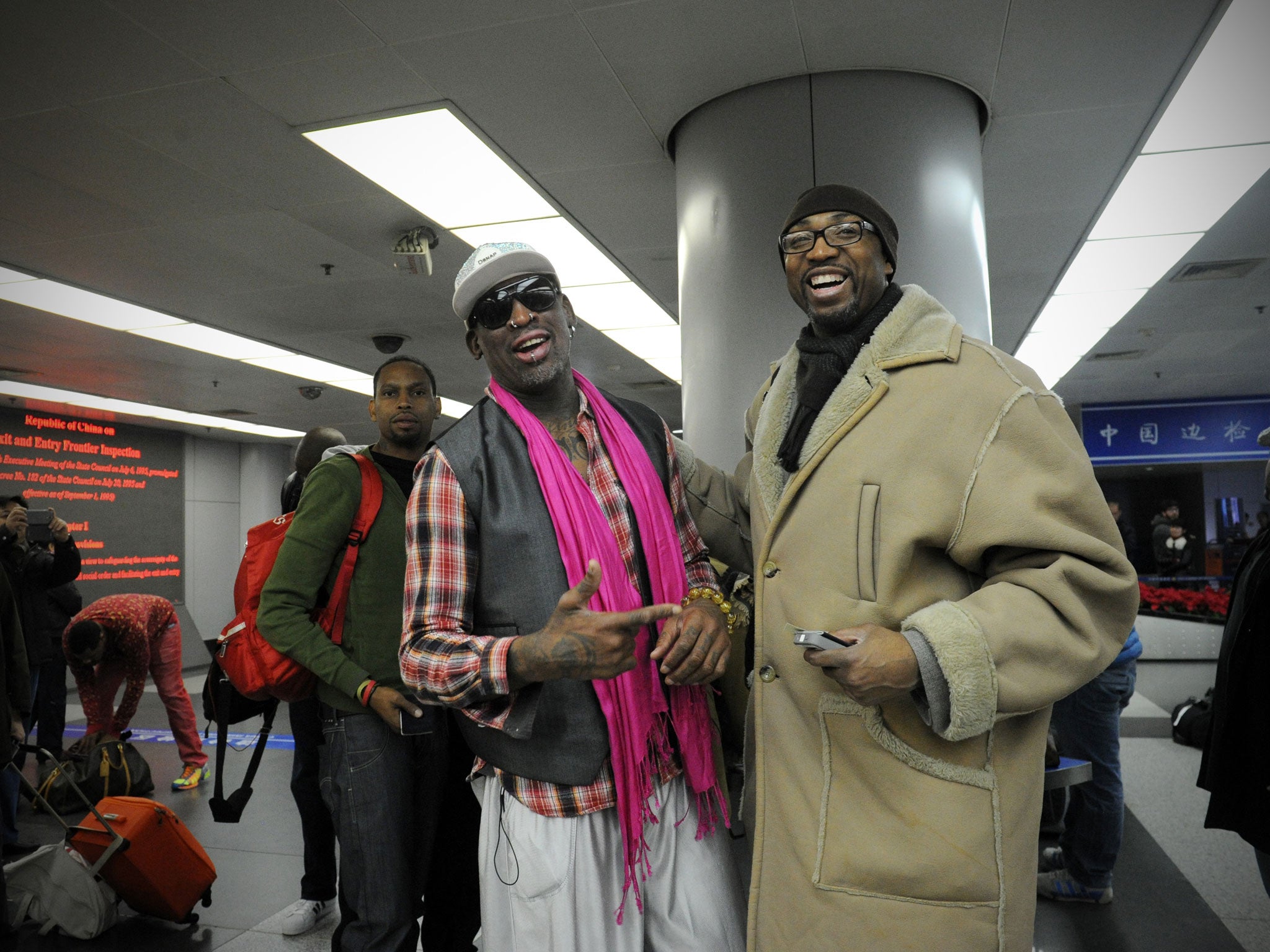 Dennis Rodman arrives in North Korea along with the All-Star basketball team that will face the national side for charity