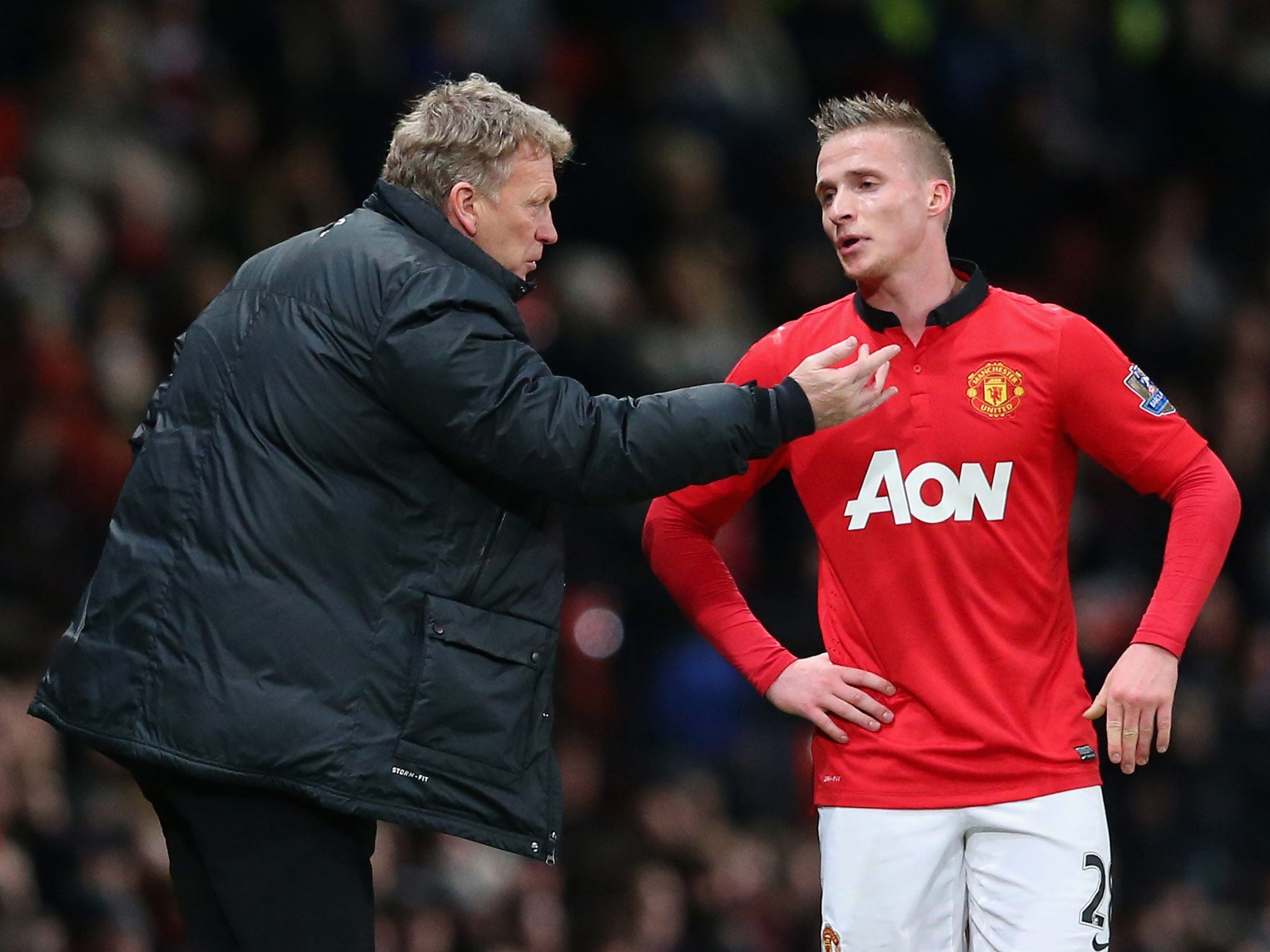 Alexander Buttner with David Moyes