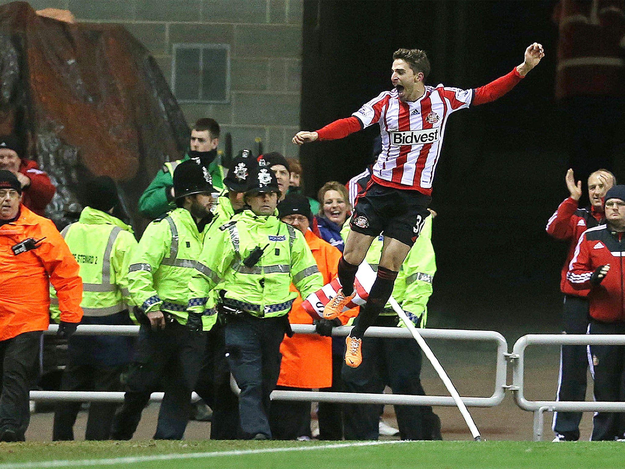 Borini jumps for joy after scoring the winner