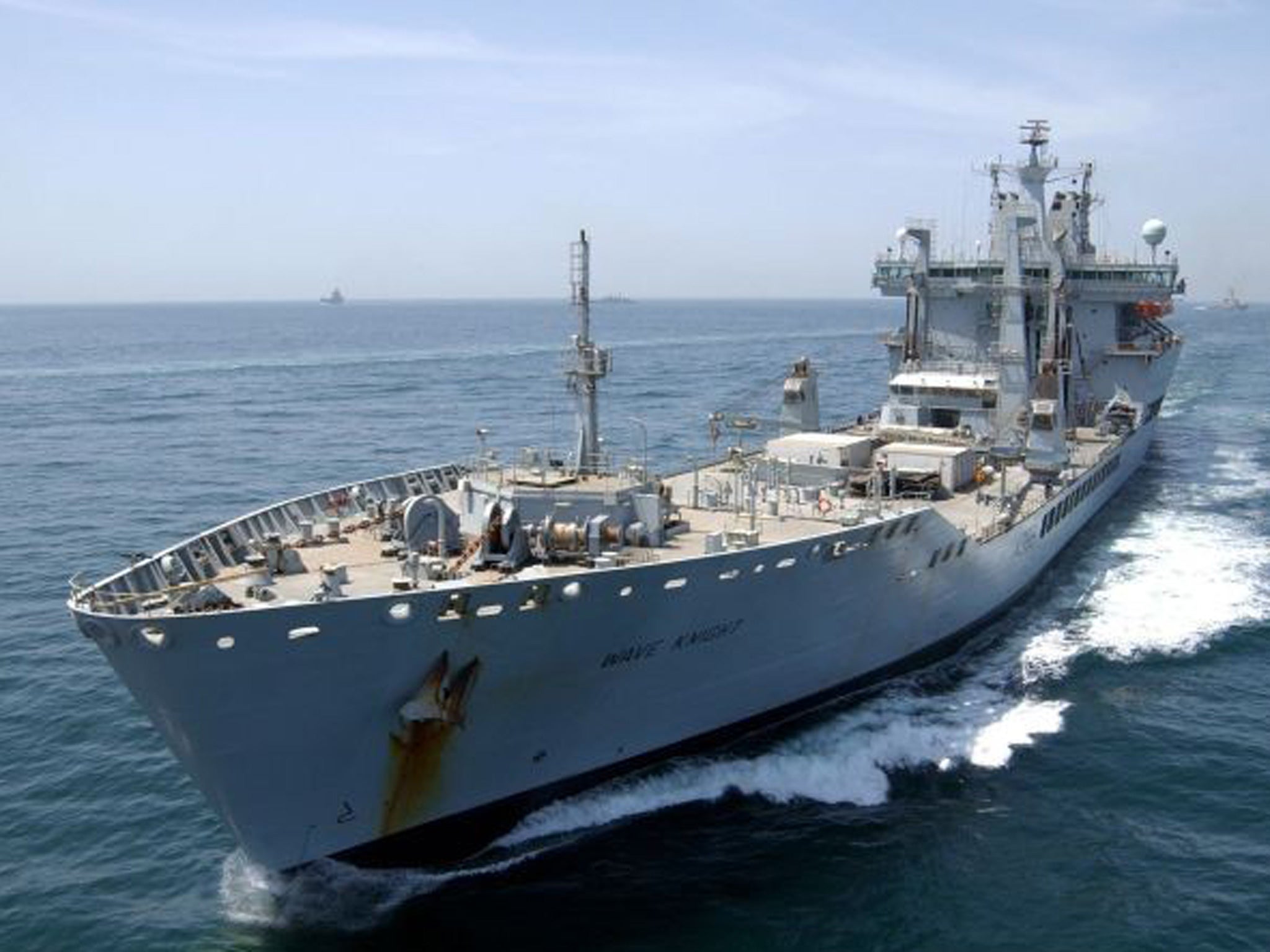 The Royal Navy support ship RFA Wave Knight