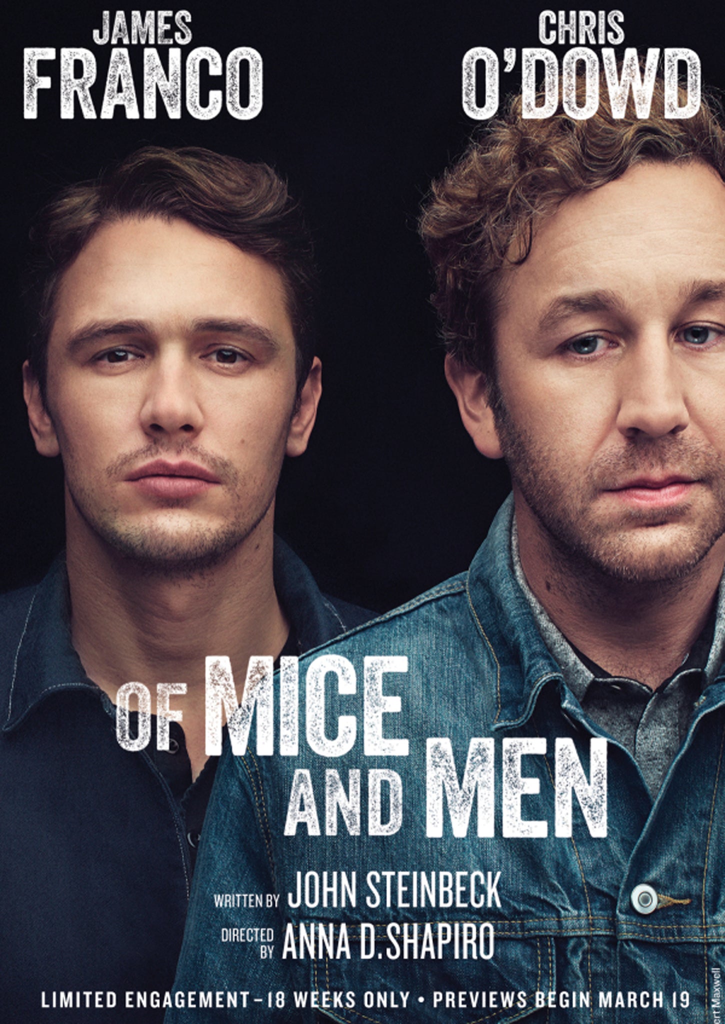 James Franco and Chris O'Dowd on the first official poster for Of Mice and Men