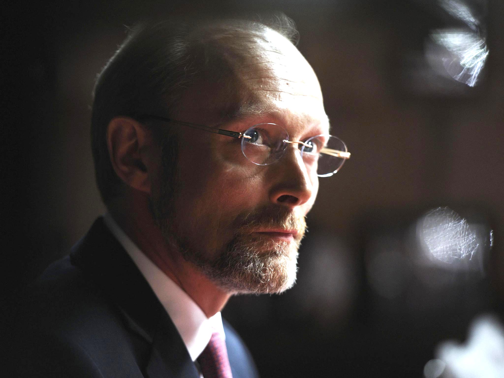 Lars Mikkelsen as the newspaper proprietor Charles Augustus Magnussen