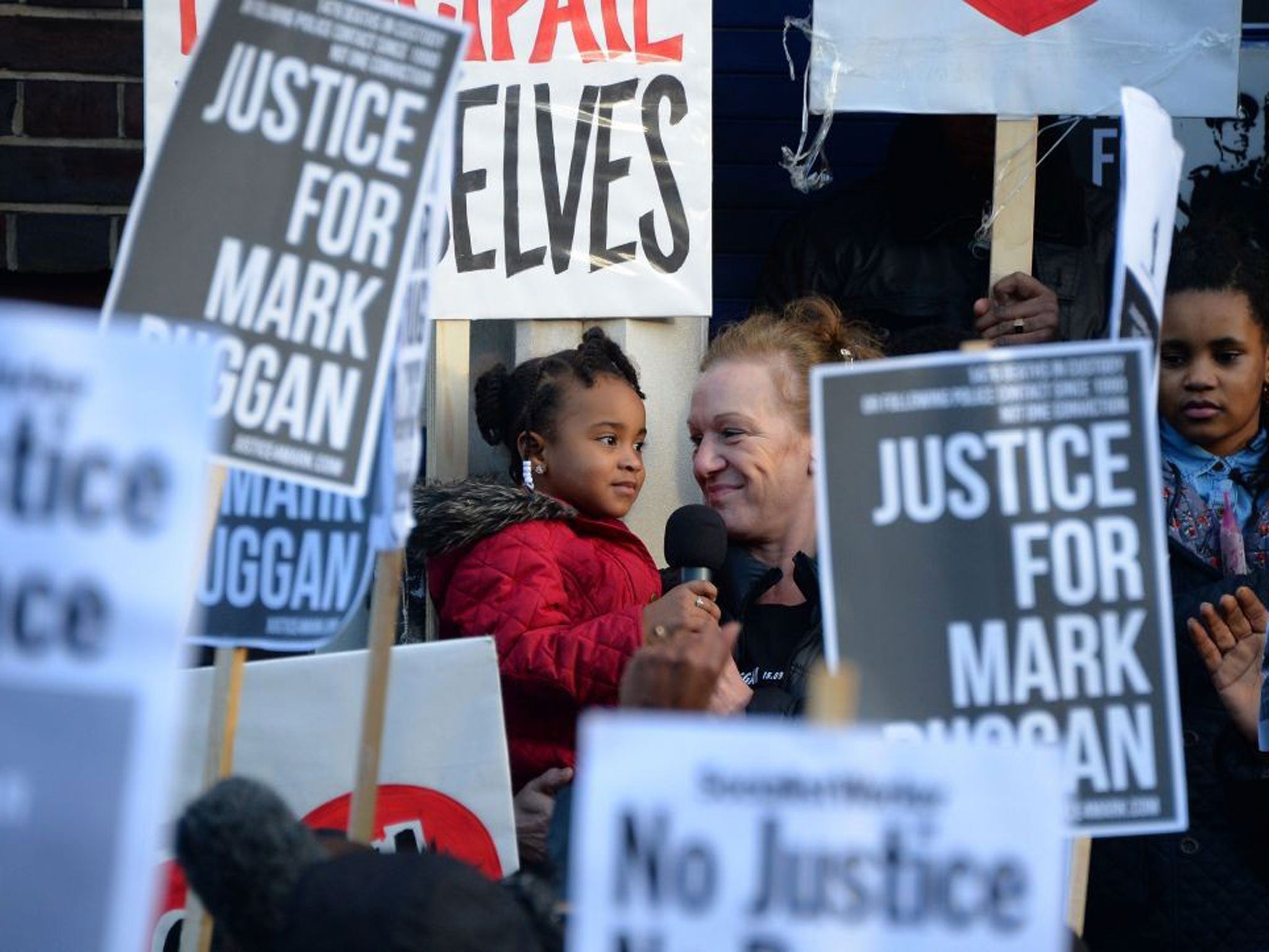 A vigil for Mark Duggan was addressed by his aunt, Carole, earlier this year