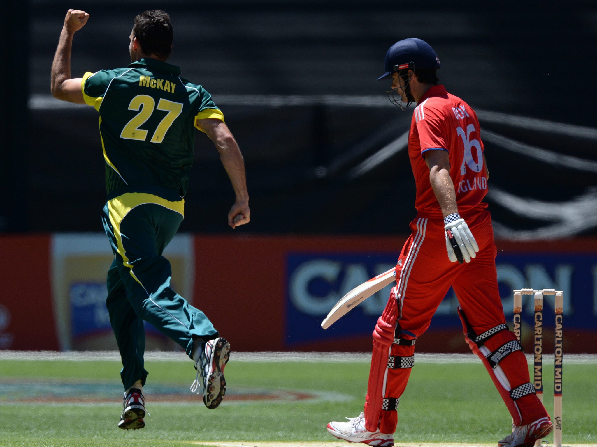 Alastair Cook goes in the first over