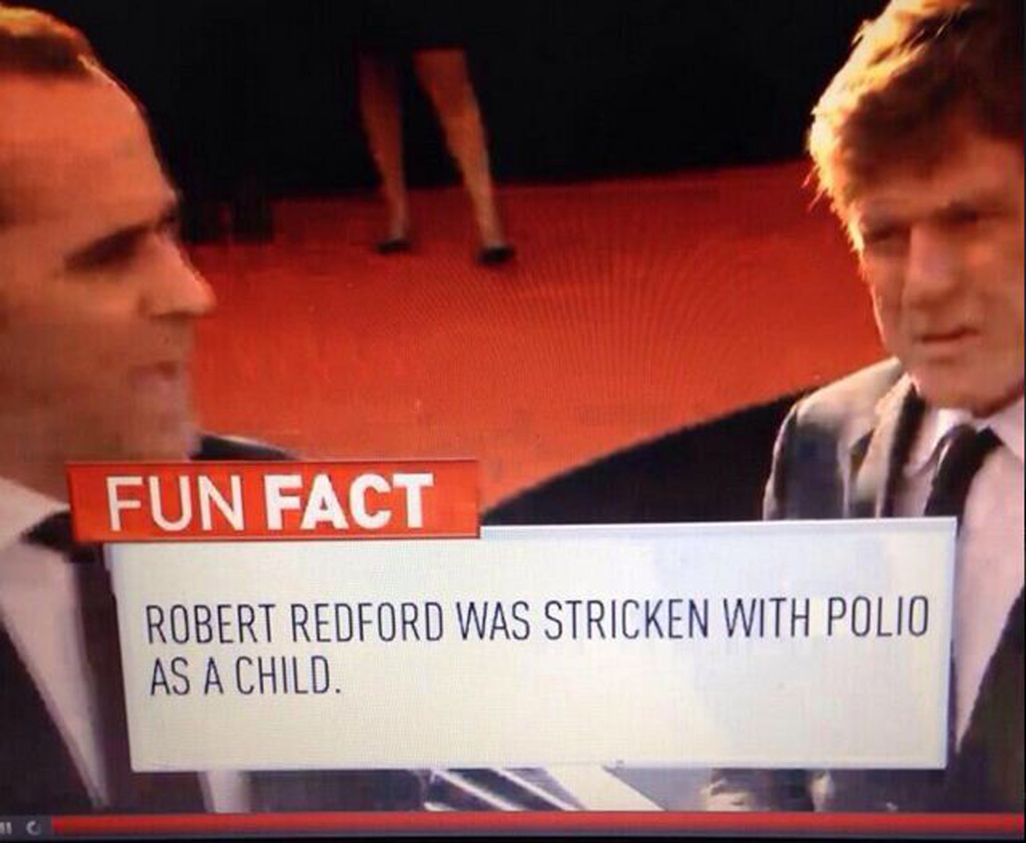 E! Entertainment has apologised for their 'fun fact' about Robert Redford suffering from Polio