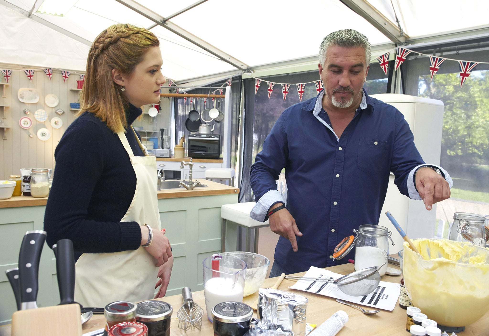 Bonnie Wright with Paul Hollywood on The Great Sport Relief Bake Off