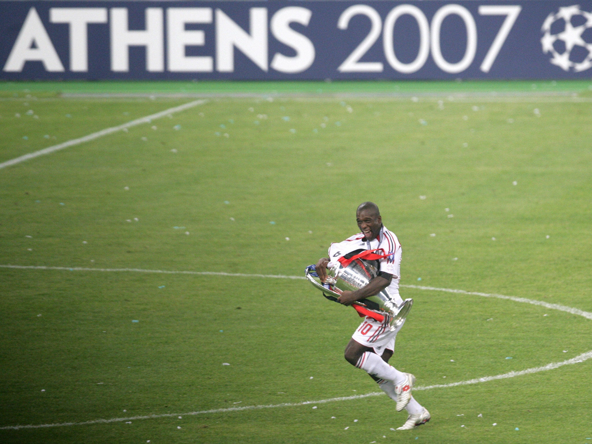 Clarence Seedorf pictured after winning the Champions League with AC Milan in 2007