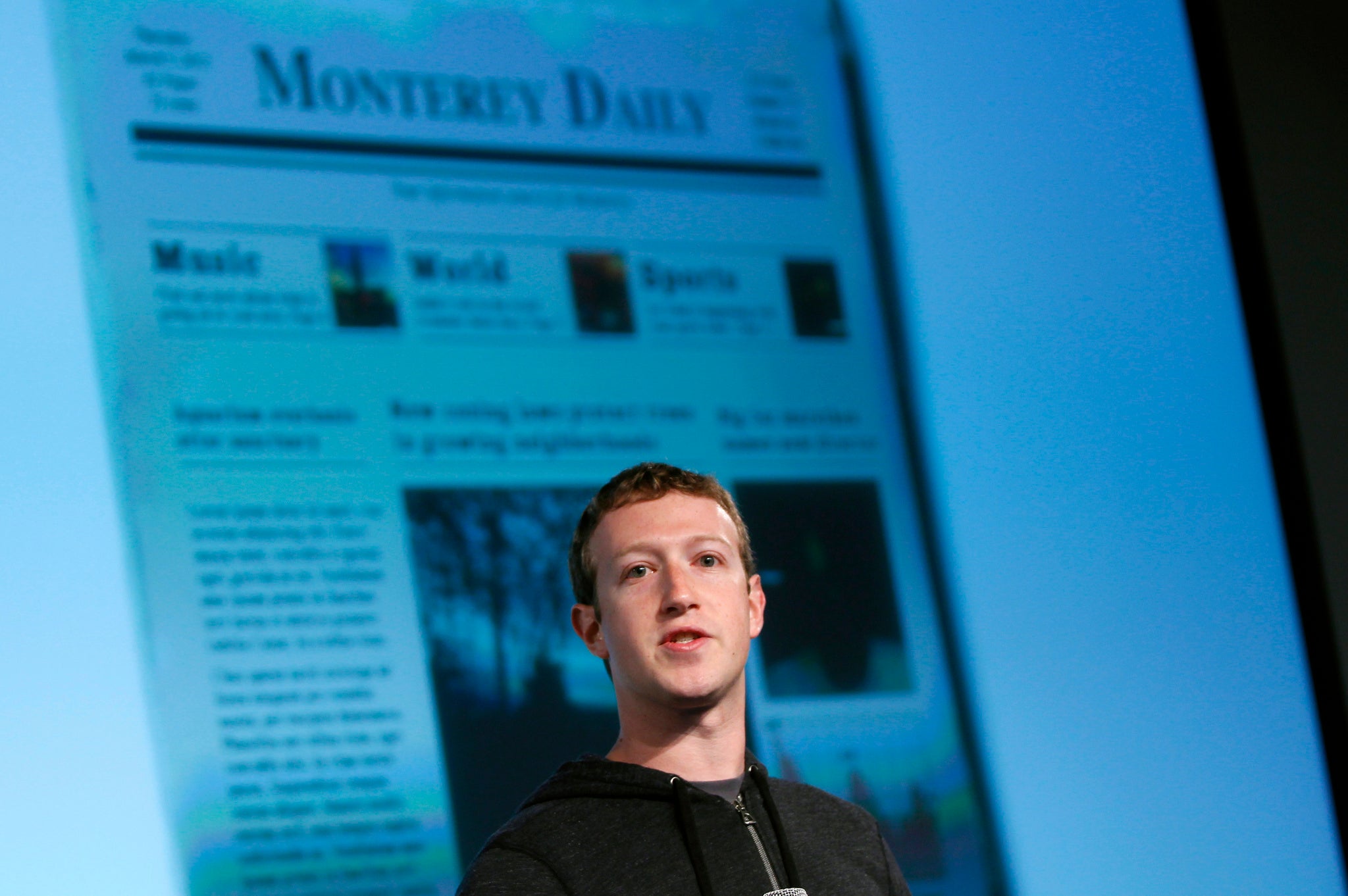 Facebook CEO Mark Zuckerberg speaks to the audience during a media event at Facebook headquarters in Menlo Park, California March 7, 2013.