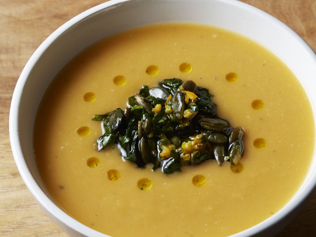 Butternut squash, orange and ginger soup