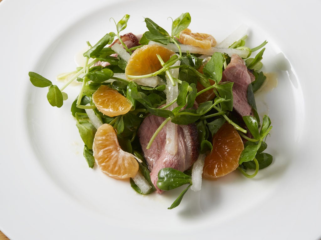 Wild duck and satsuma salad