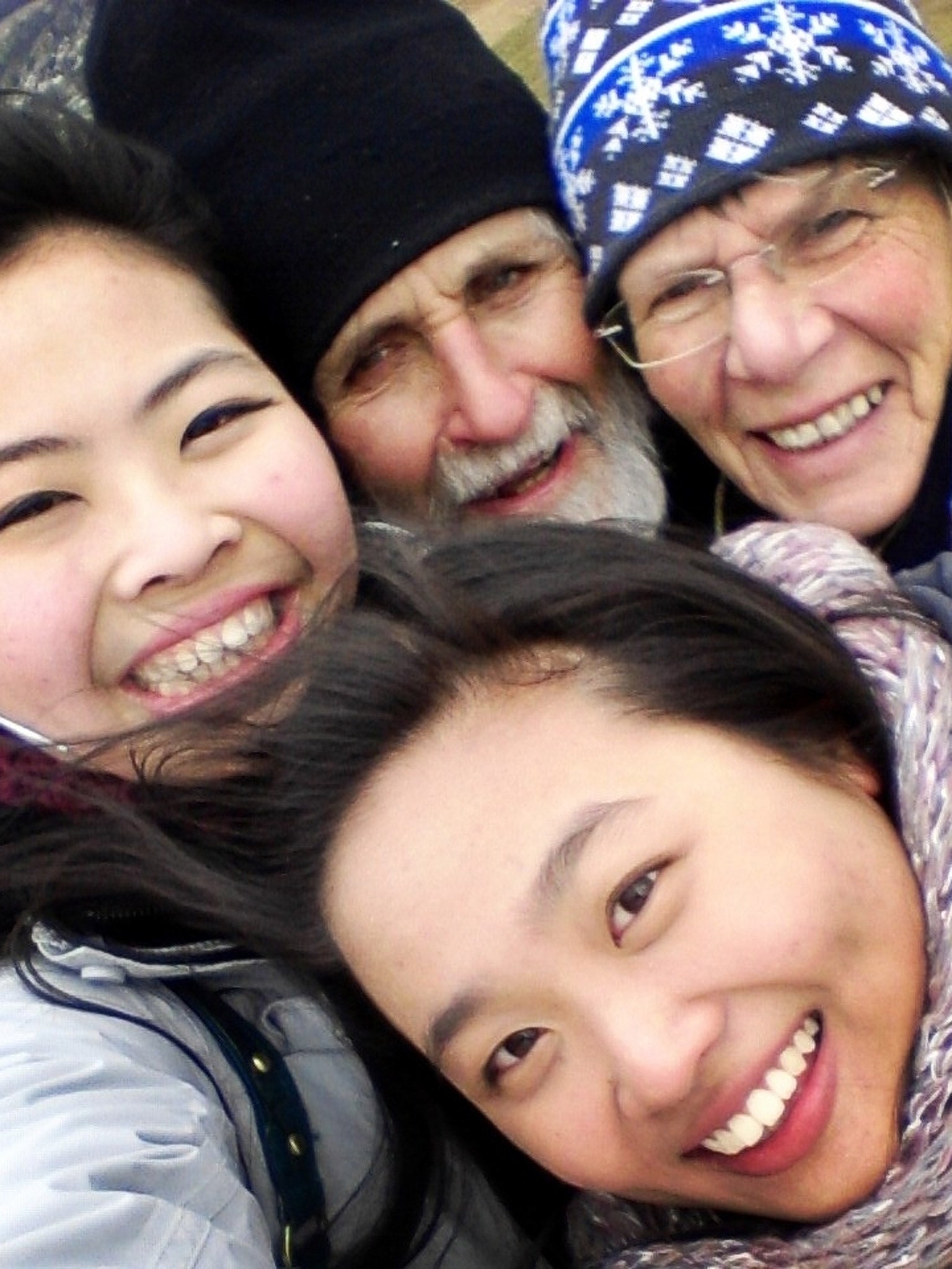 Malaysian students with a host couple in Herefordshire