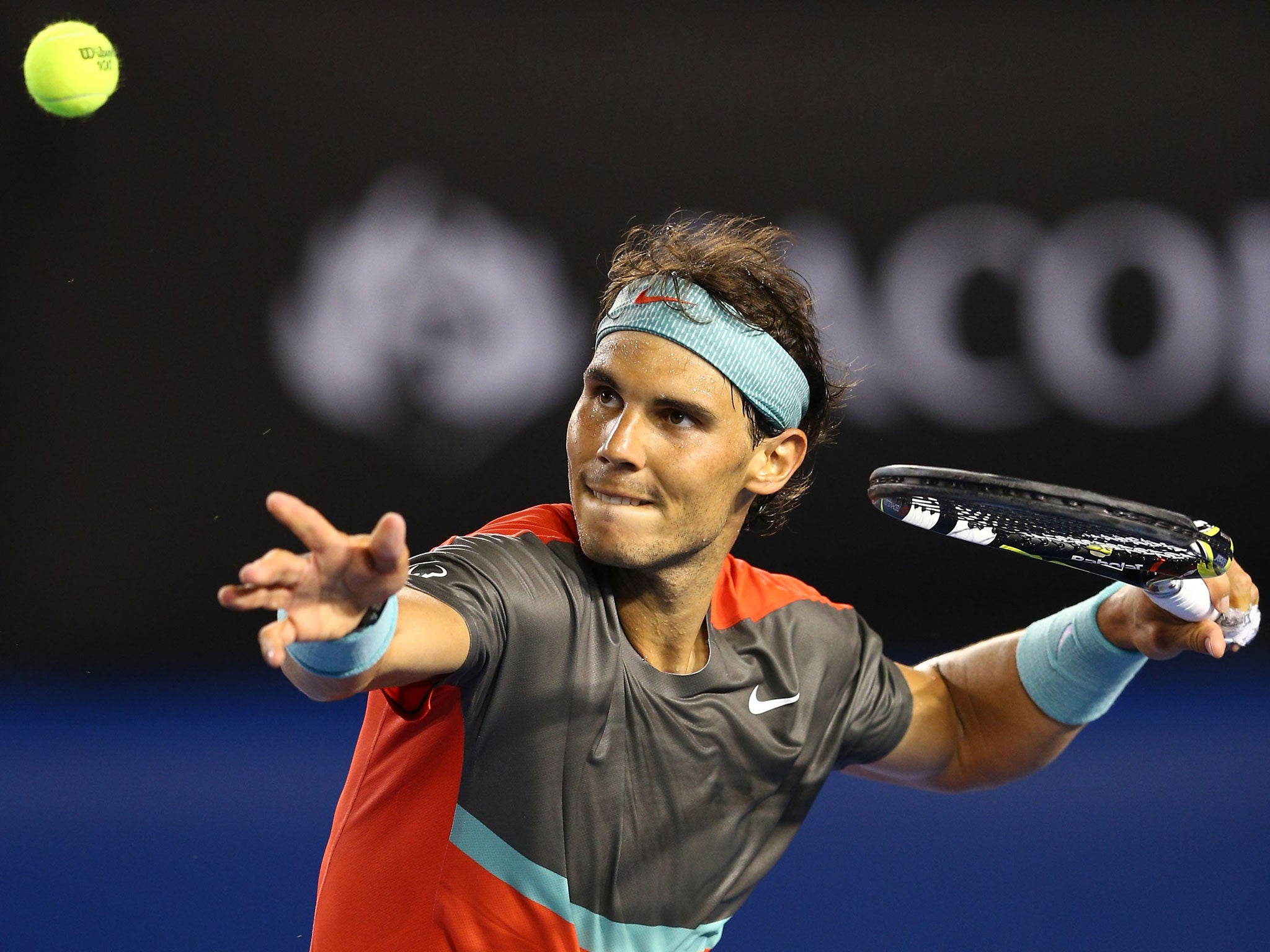 Rafael Nadal celebrates his second round victory over Thanasi Kokkinakis at the Australian Open