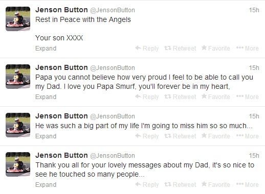 Button posted an emotional tribute to his late father John on Twitter