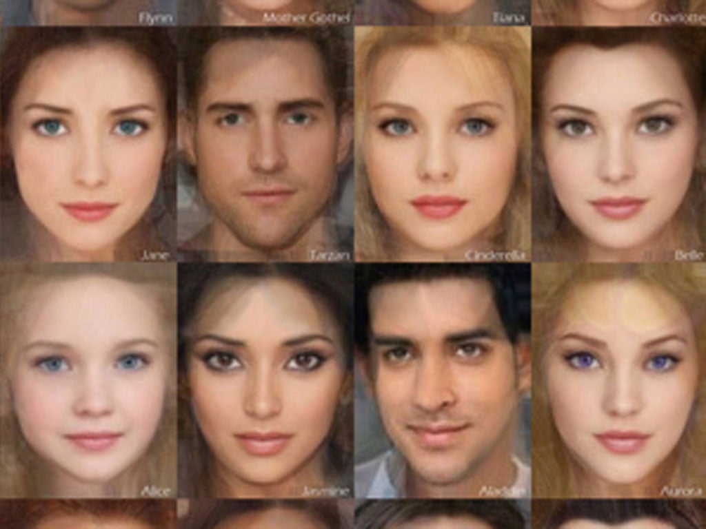 Artist Karen Graw used a computer-generated blend of real faces to bring the Disney characters to life