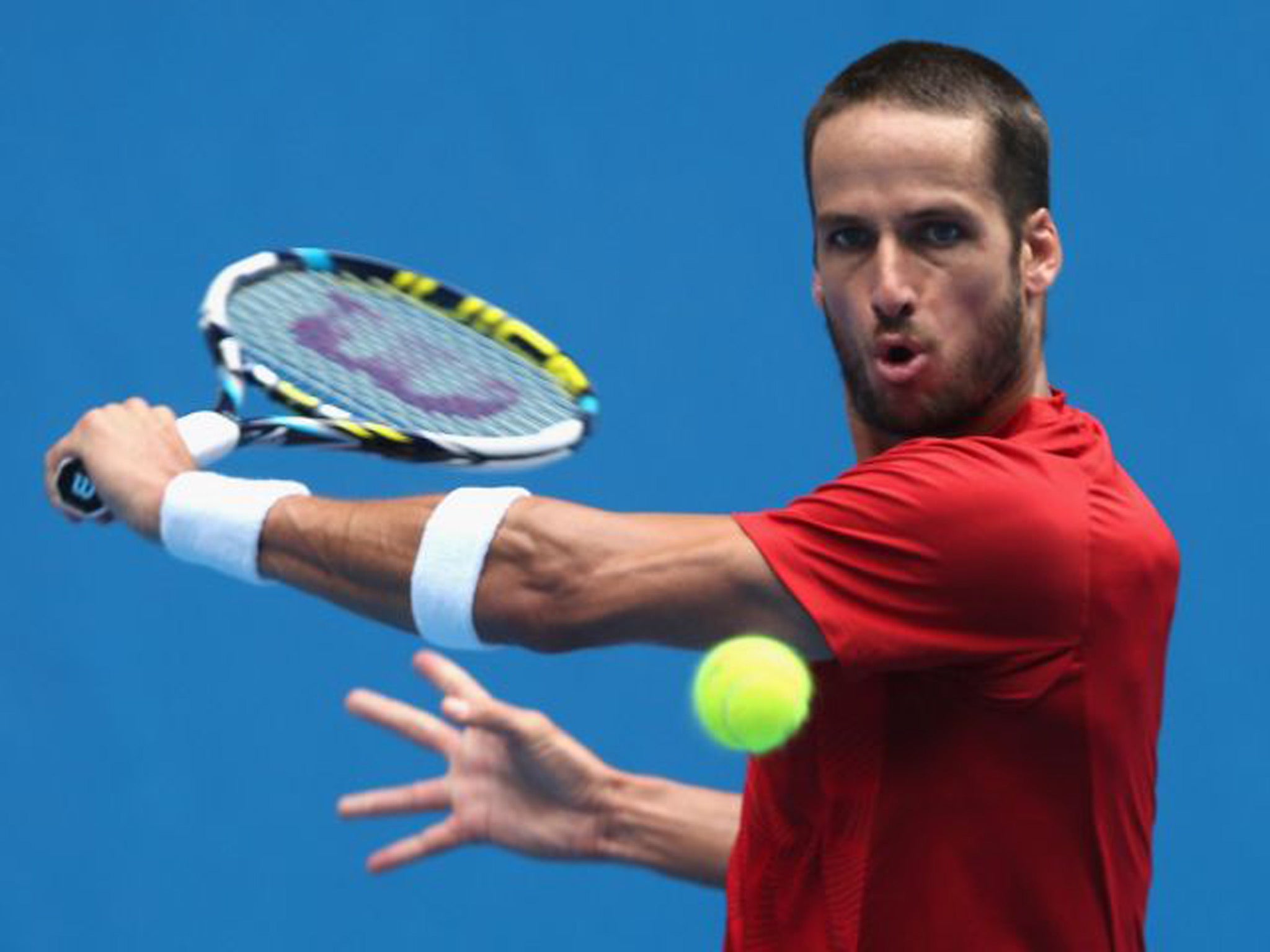 Big serving helped the 32-year-old Spaniard save two set points and force a tie-break in the first set