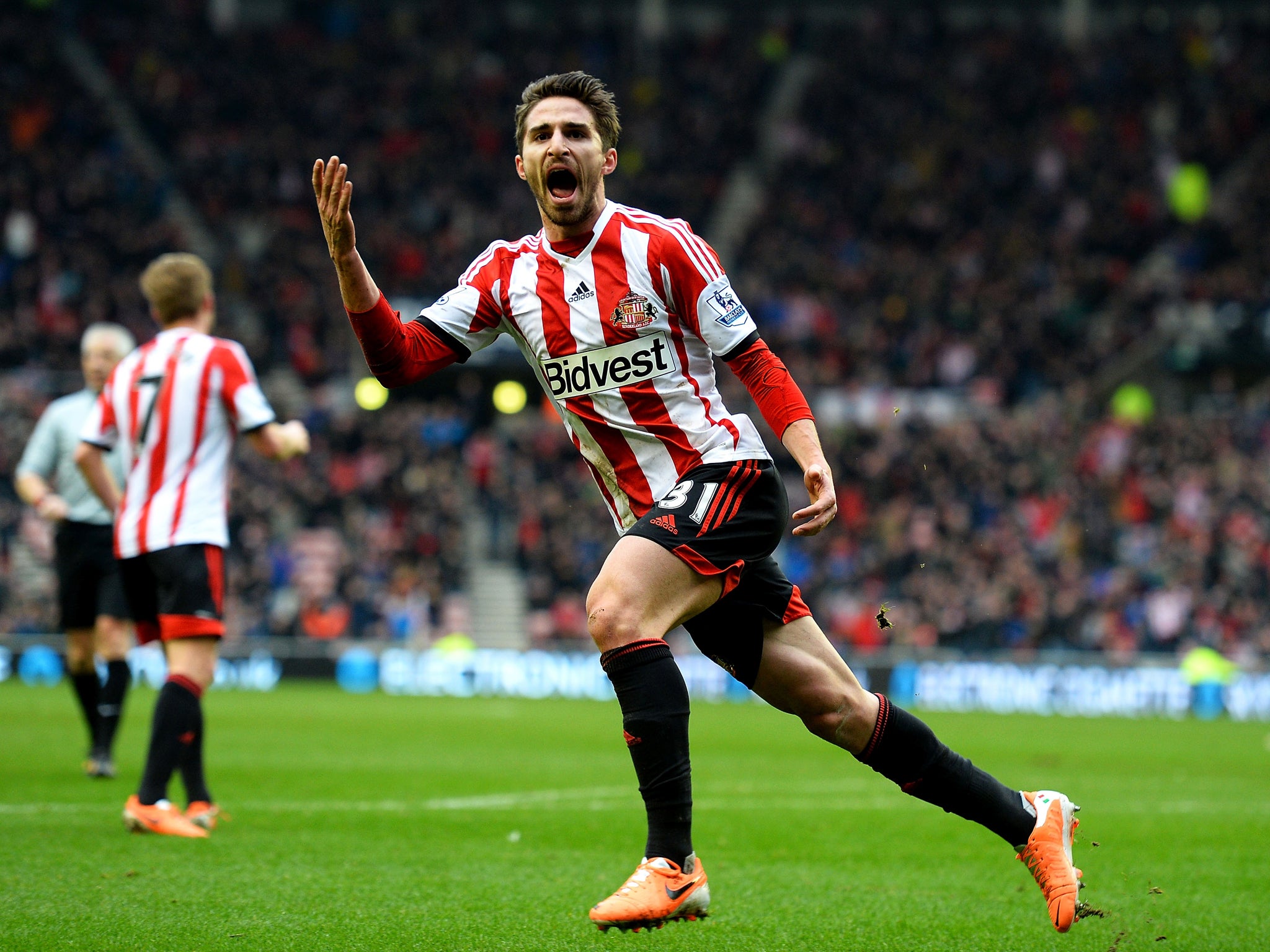 Borini celebrates after scoring Sunderland's first