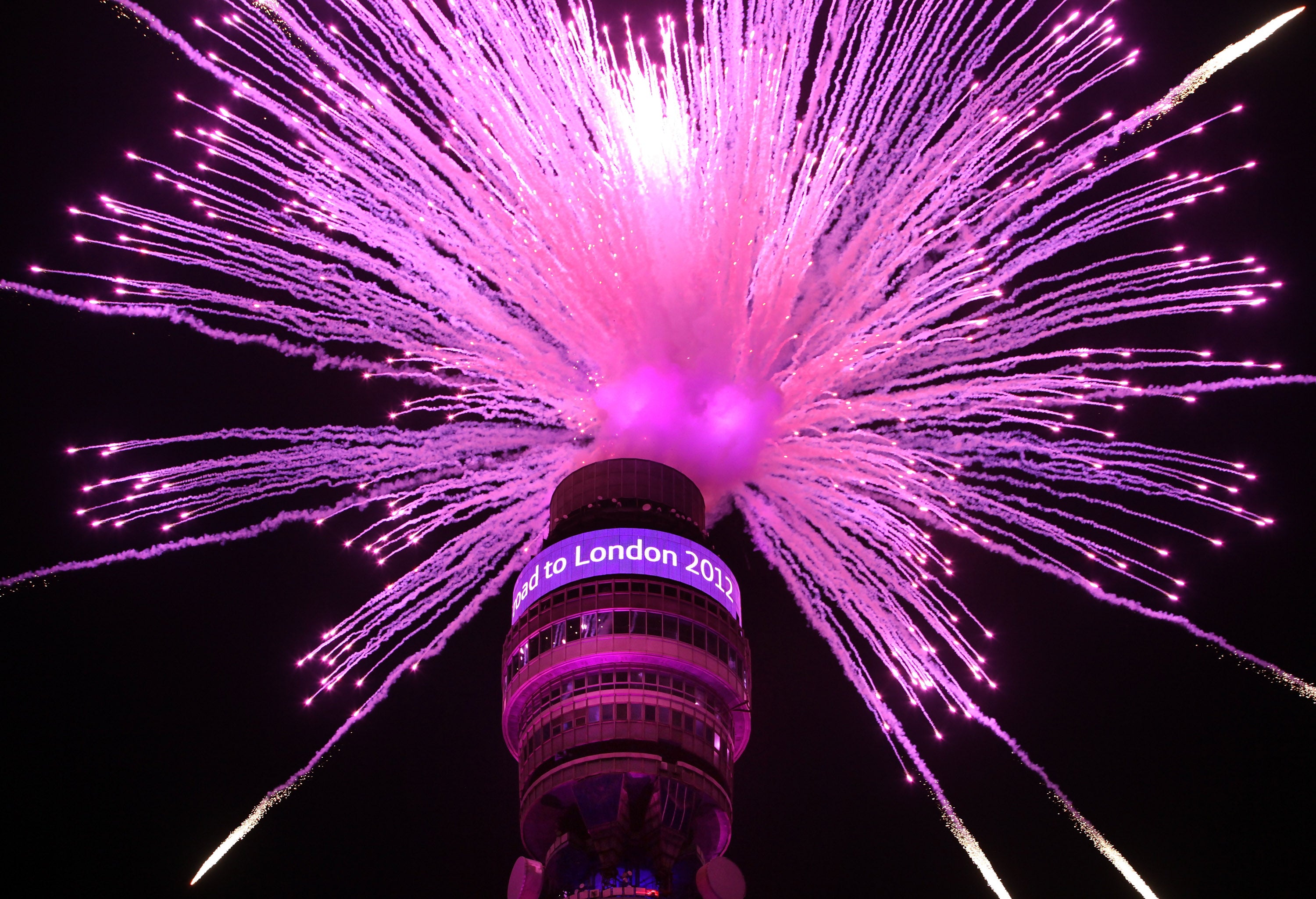 These are fireworks - not fibre optics, but the BT Tower (pictured) has been used to test relay speeds in the past