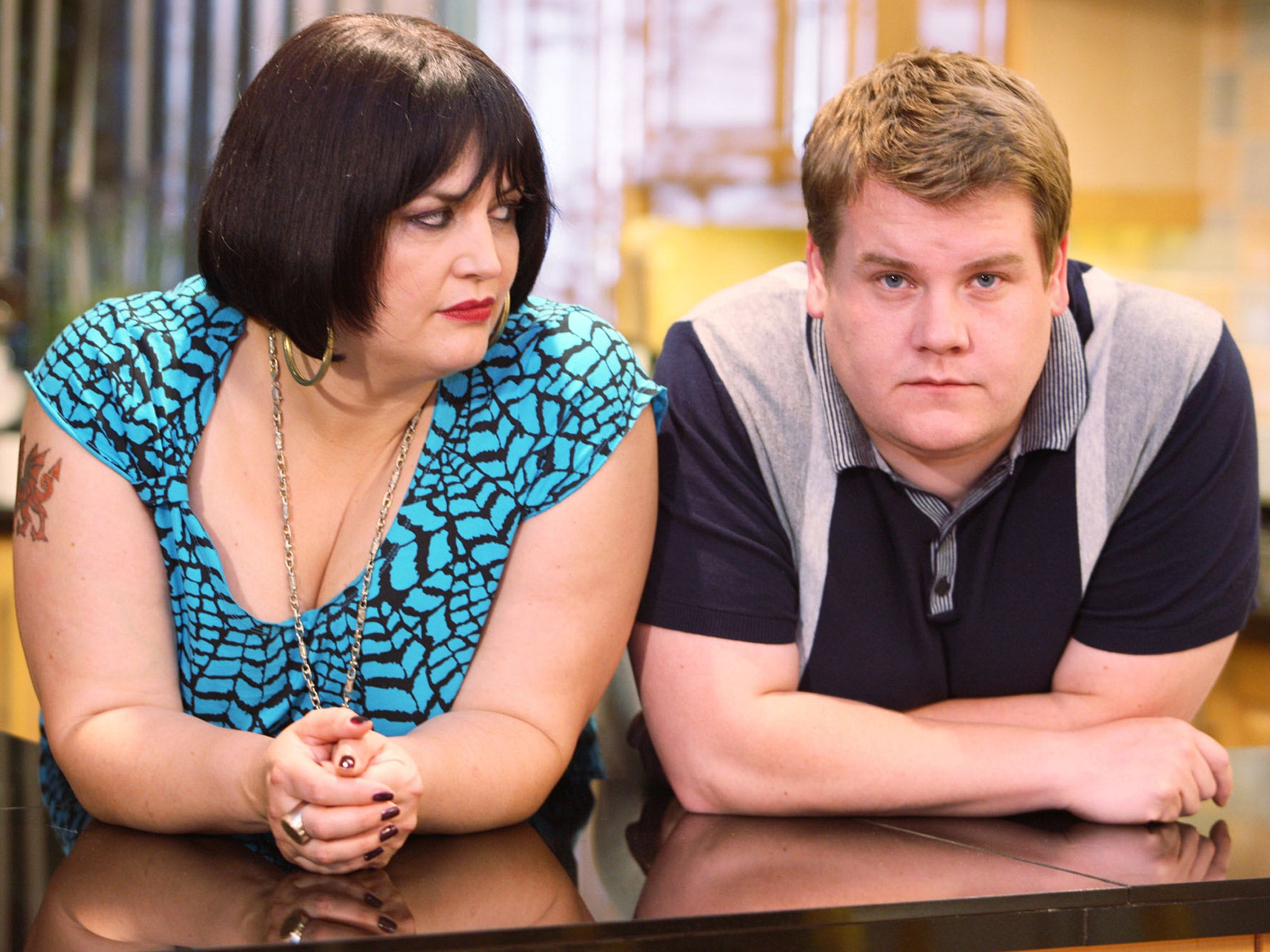 Jones with James Corden in 'Gavin &amp; Stacey'