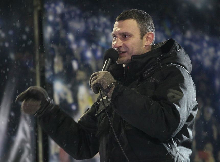 Former heavyweight boxing champion and opposition leader Vitali Klitschko warned that 'early elections will change the situation without bloodshed'