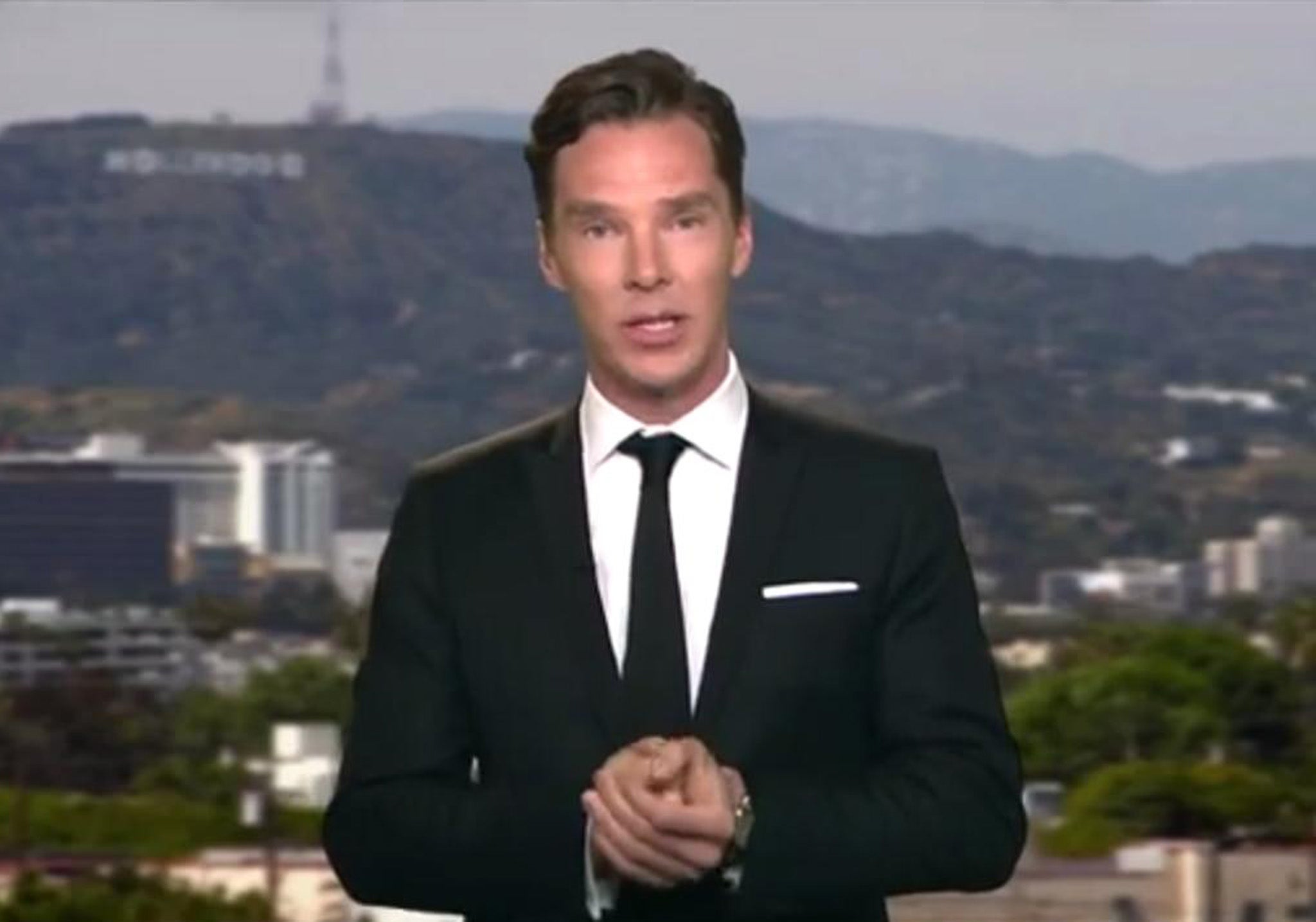 Benedict Cumberbatch received his award from a live video stream in LA