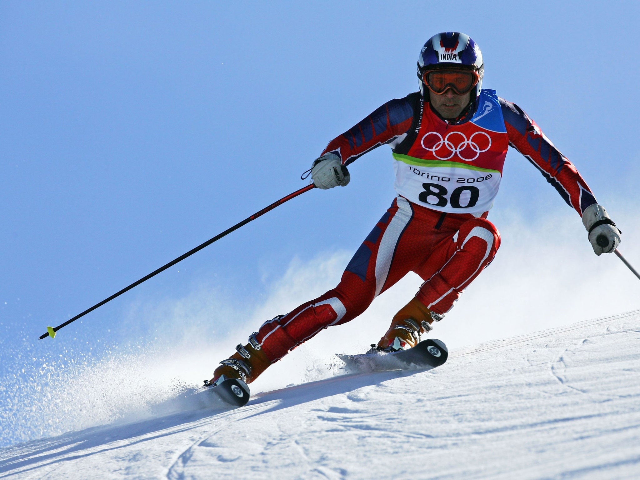 Snow down: Hira Lal competes in Turin