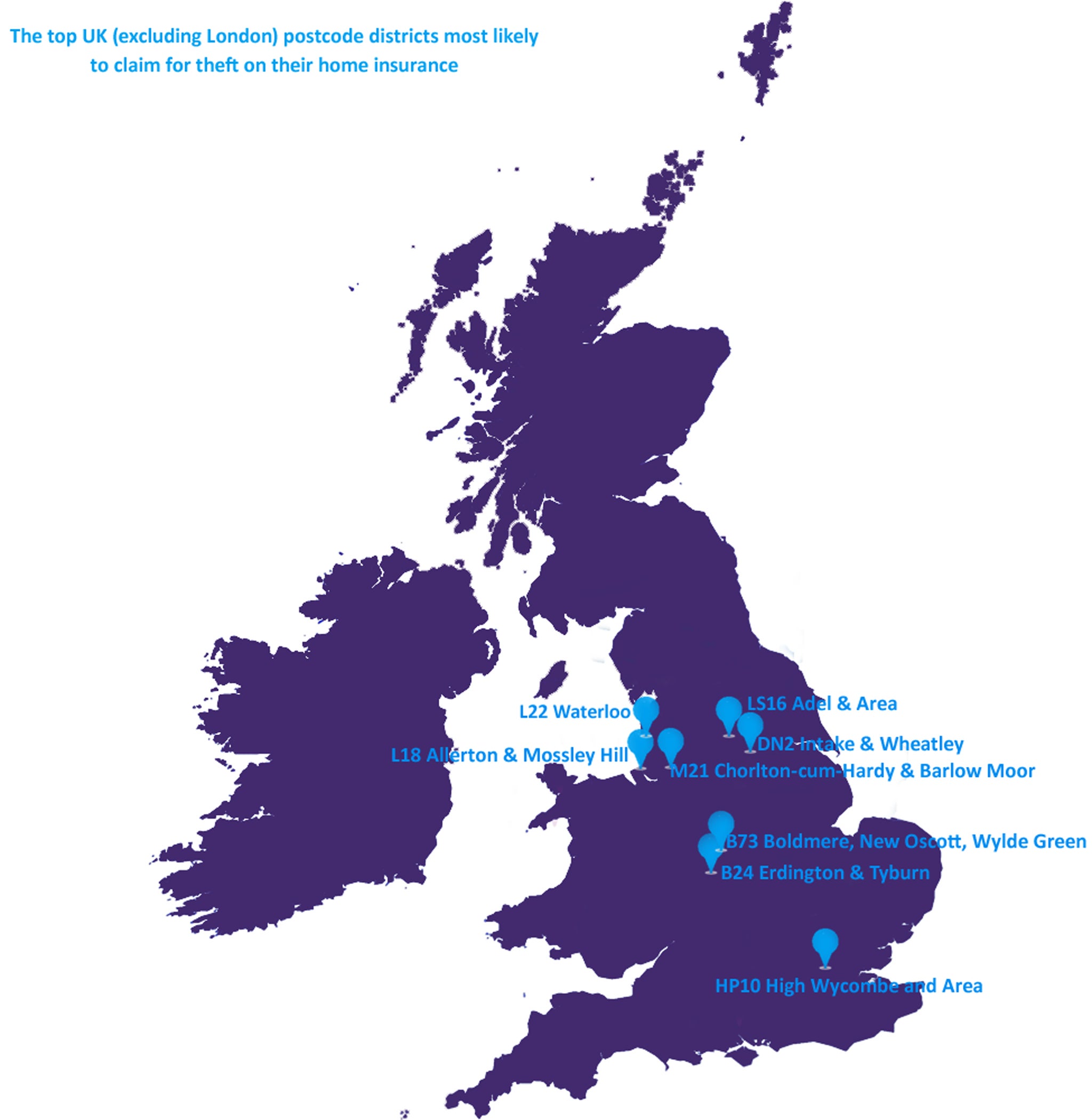 The eight hotspots outside of the capital which made the list